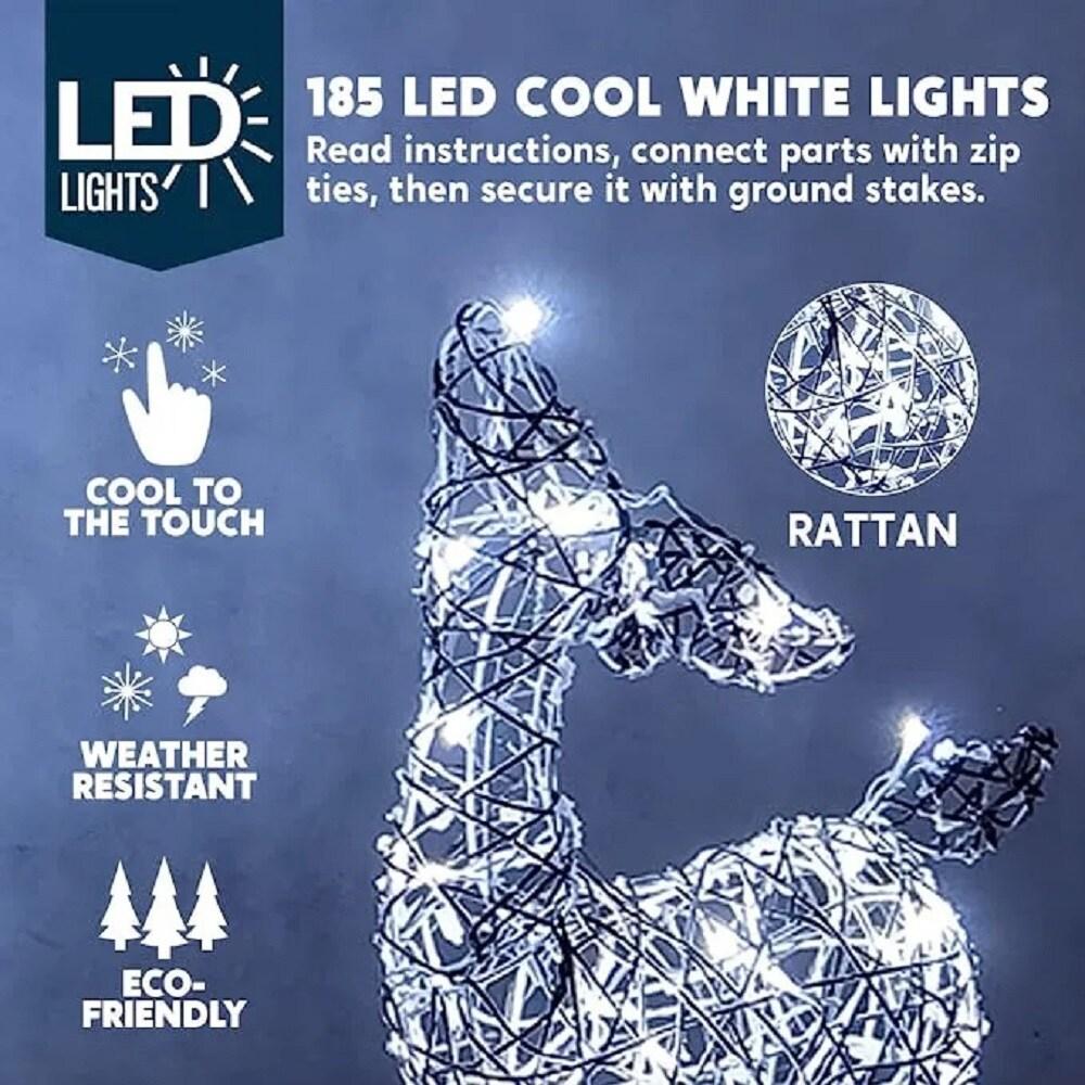 Joiedomi 3 Packs Christmas Decoration Deer Family, 185 LED Lighted Rattan Reindeers Yard Lights, Christmas Outdoor Decorations for Yard Garden Lawn, Xmas Decor, Cool White Deer