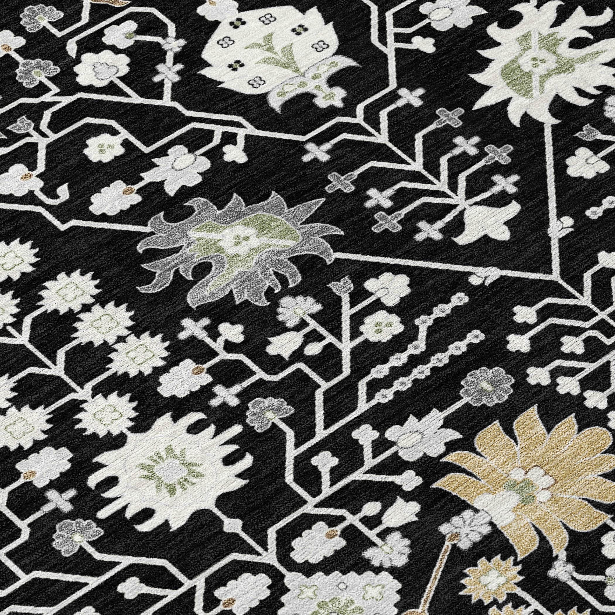 Machine Washable Indoor/Outdoor Chayden ACN1009 Black 1'8" x 2'6" Rug