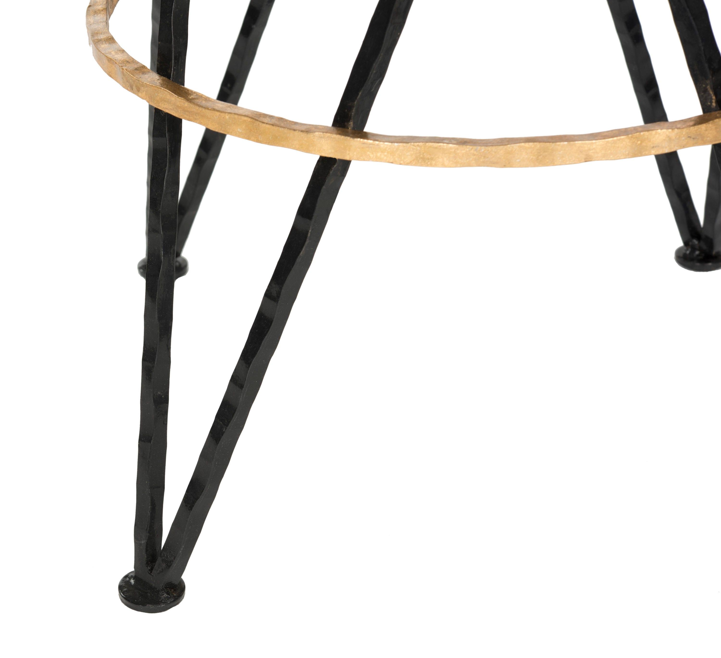 SAFAVIEH Hester Mid-Century Retro Round Top Bar Stool, Black/Gold