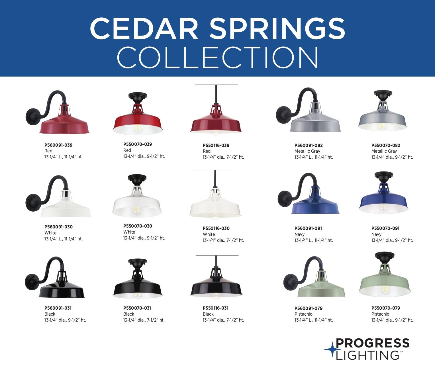 Progress Lighting, Cedar Springs, 1-Light Ceiling Light, Red Finish, White Shade