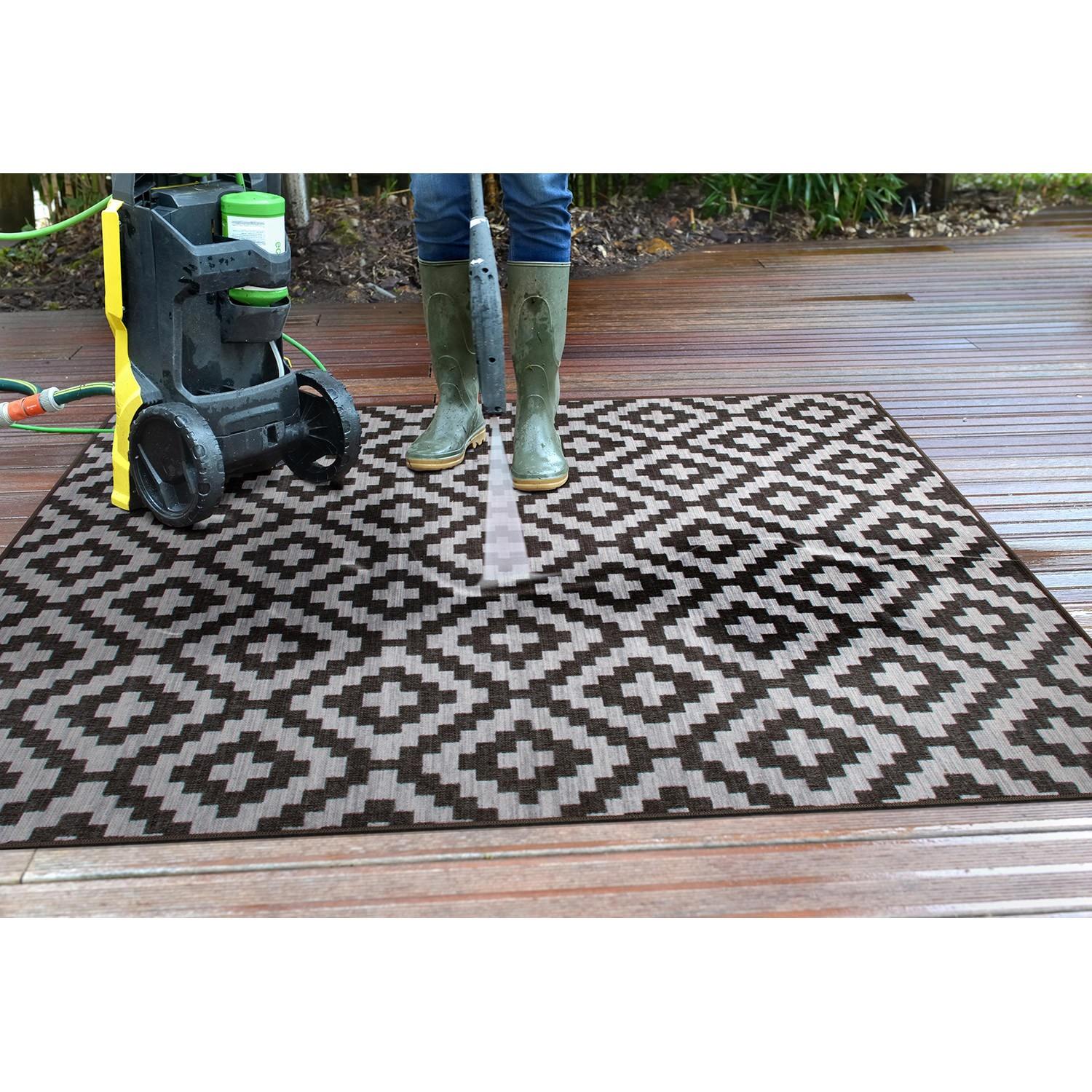 World Rug Gallery Contemporary Geometric Trellis Indoor/Outdoor Area Rug - GRAY 5' X 7'