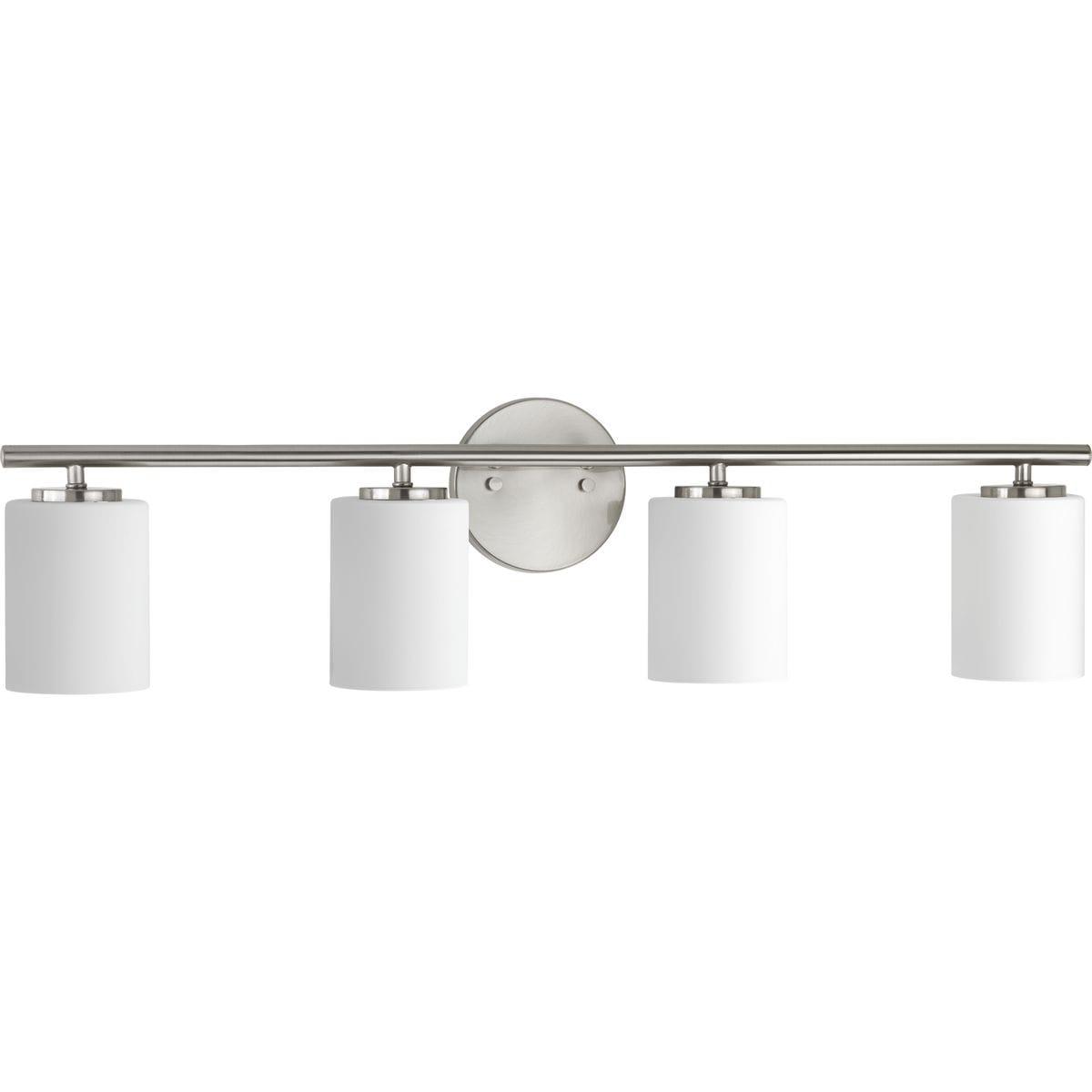 Progress Lighting Replay Collection 4-Light Bath Vanity, Brushed Nickel, Porcelain Shade