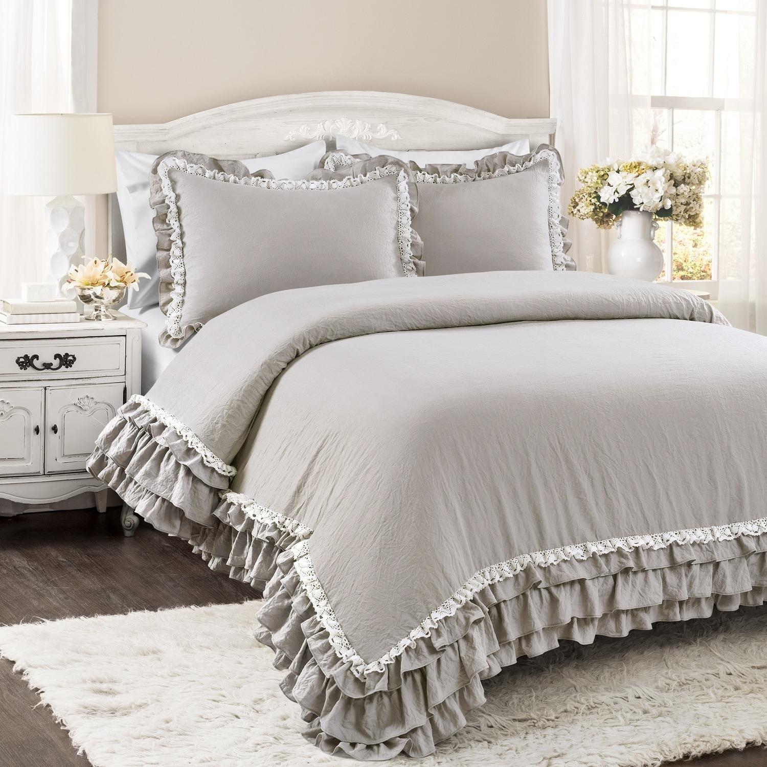 Ella Shabby Elegance Ruffle Lace Microfiber Comforter Set