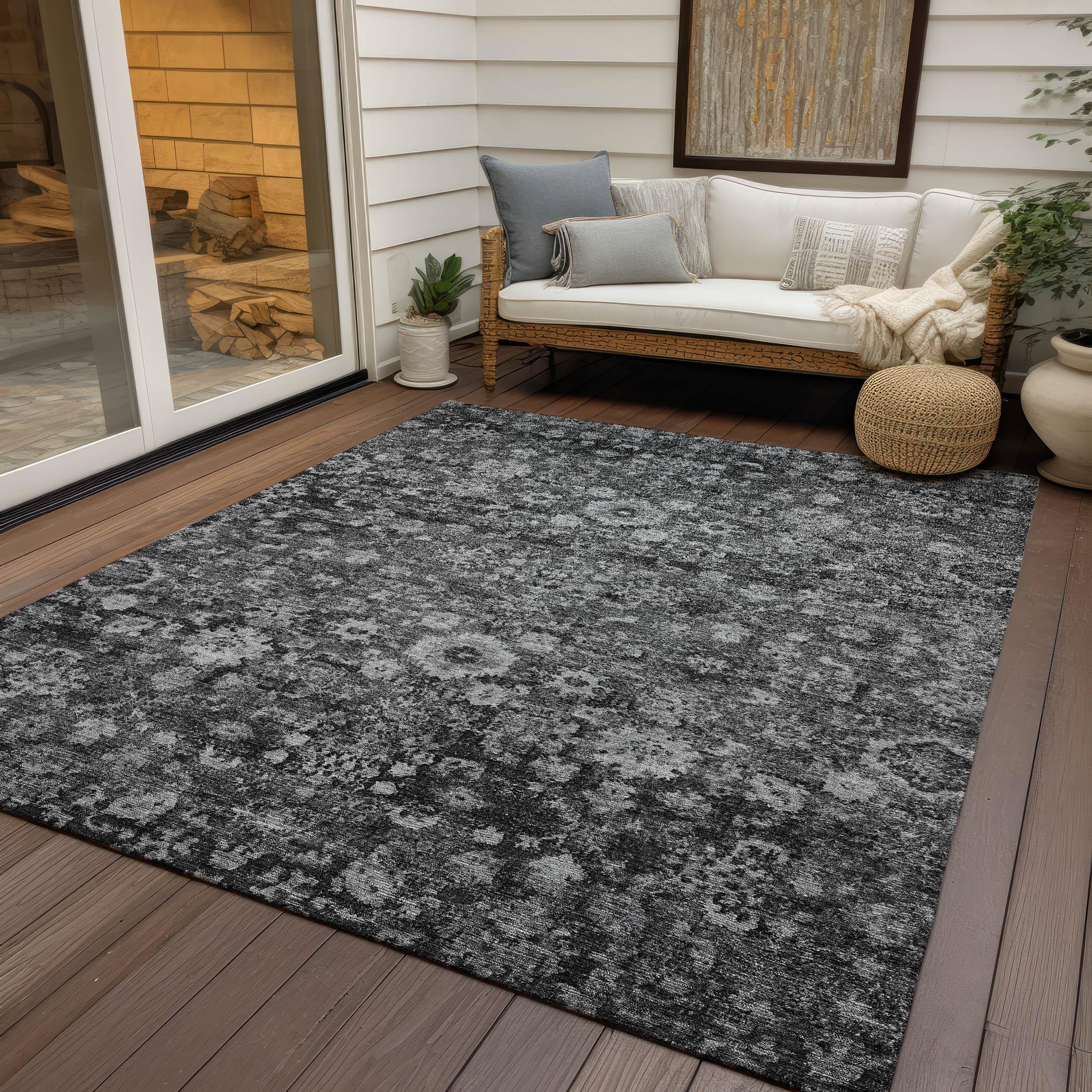 Addison Rugs Chantille ACN651 Gray 8' x 10' Indoor Outdoor Area Rug, Easy Clean, Machine Washable, Non Shedding, Bedroom, Living Room, Dining Room, Kitchen, Patio Rug