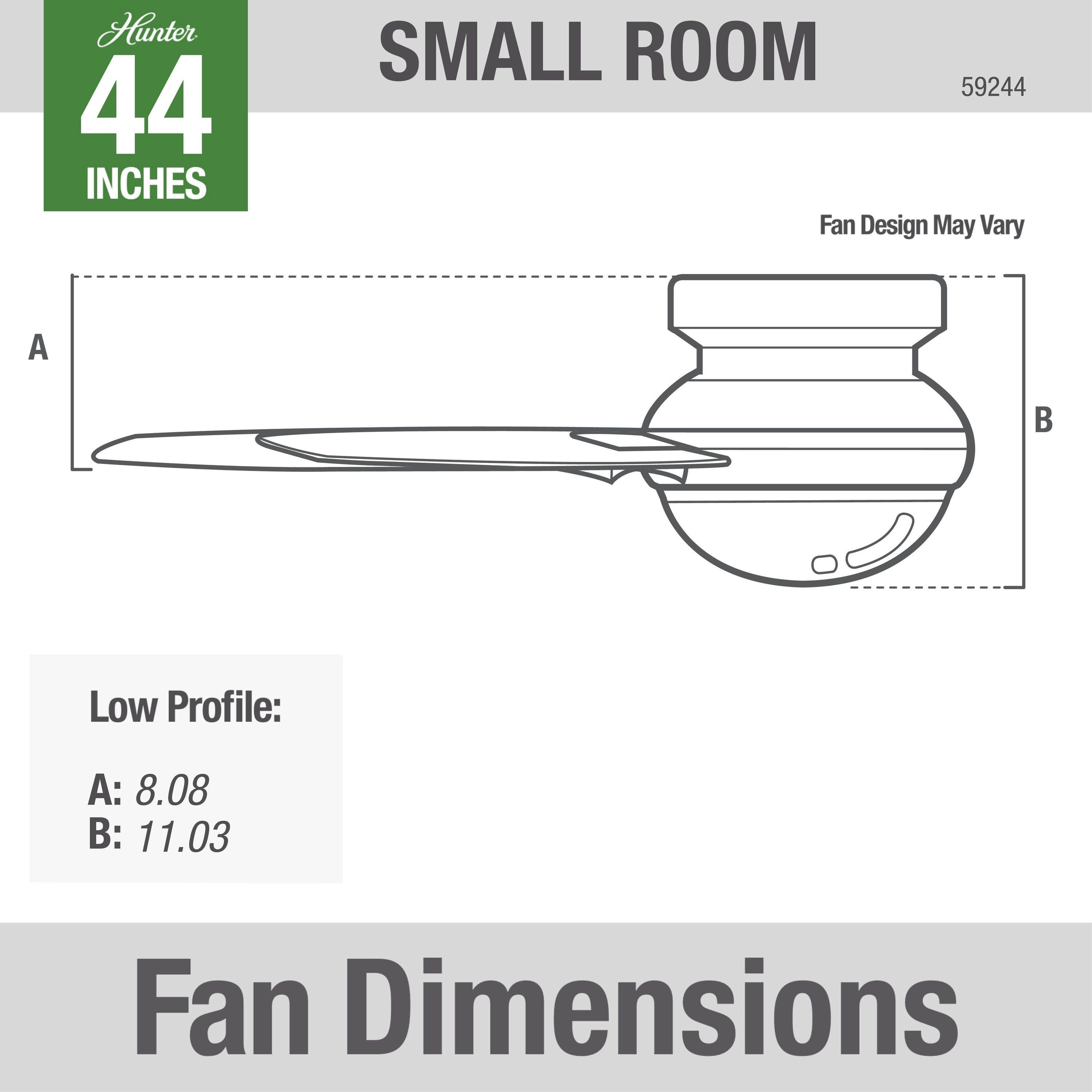 Dempsey Low Profile 44" 4 - Blade Indoor Flush Mount Small Room Ceiling Fan with Lights and Remote