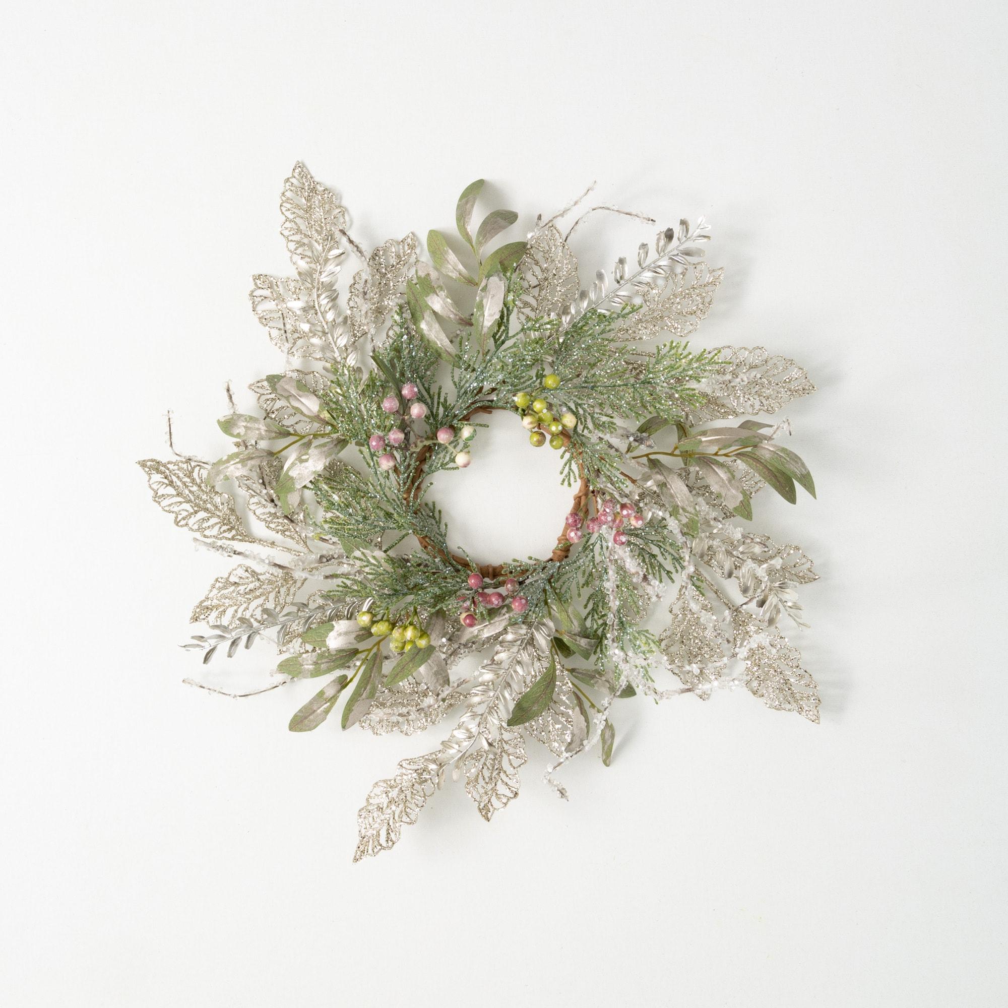 18"H Sullivans Pine And Berry Christmas Mini Wreath, Multicolored