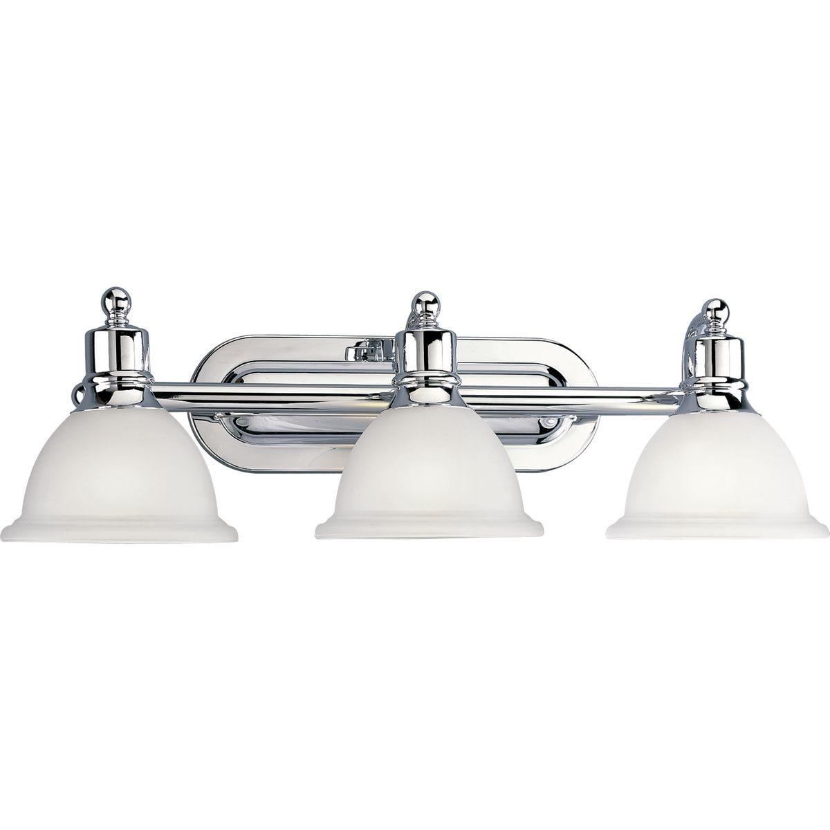 Progress Lighting Madison 3-Light Wall Bracket, Polished Chrome, White Etched Glass