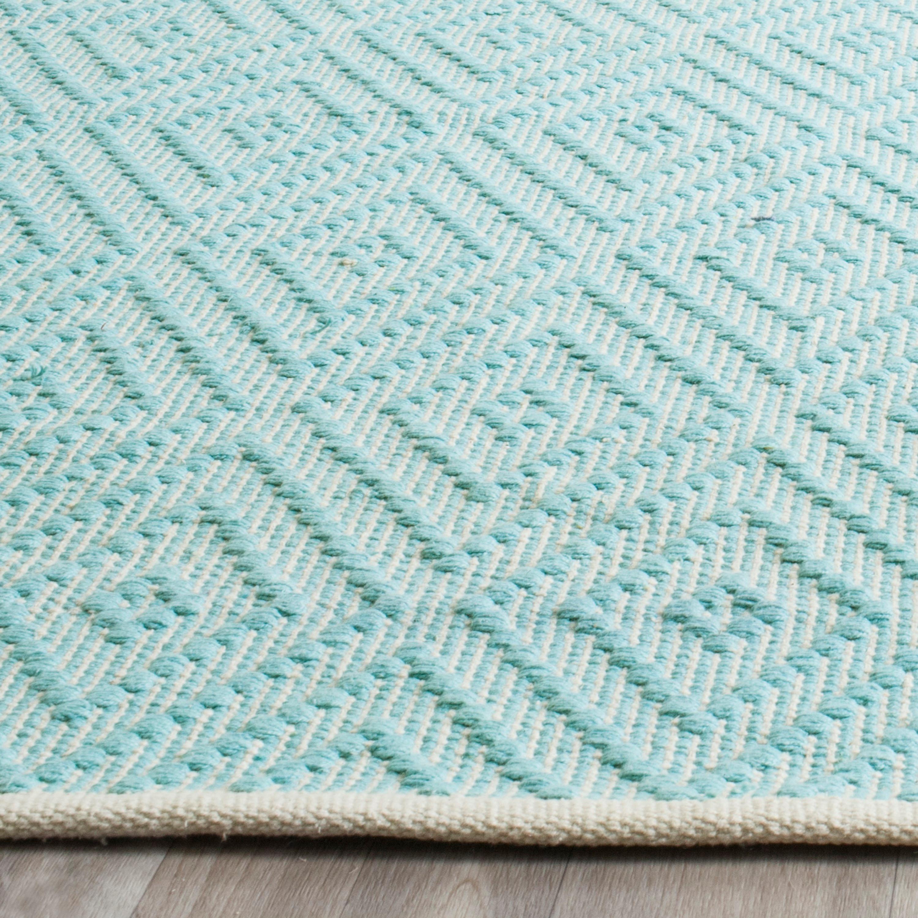 SAFAVIEH Montauk Kimberlyn Geometric Diamond Cotton Area Rug, Turquoise/Ivory, 11' x 15'