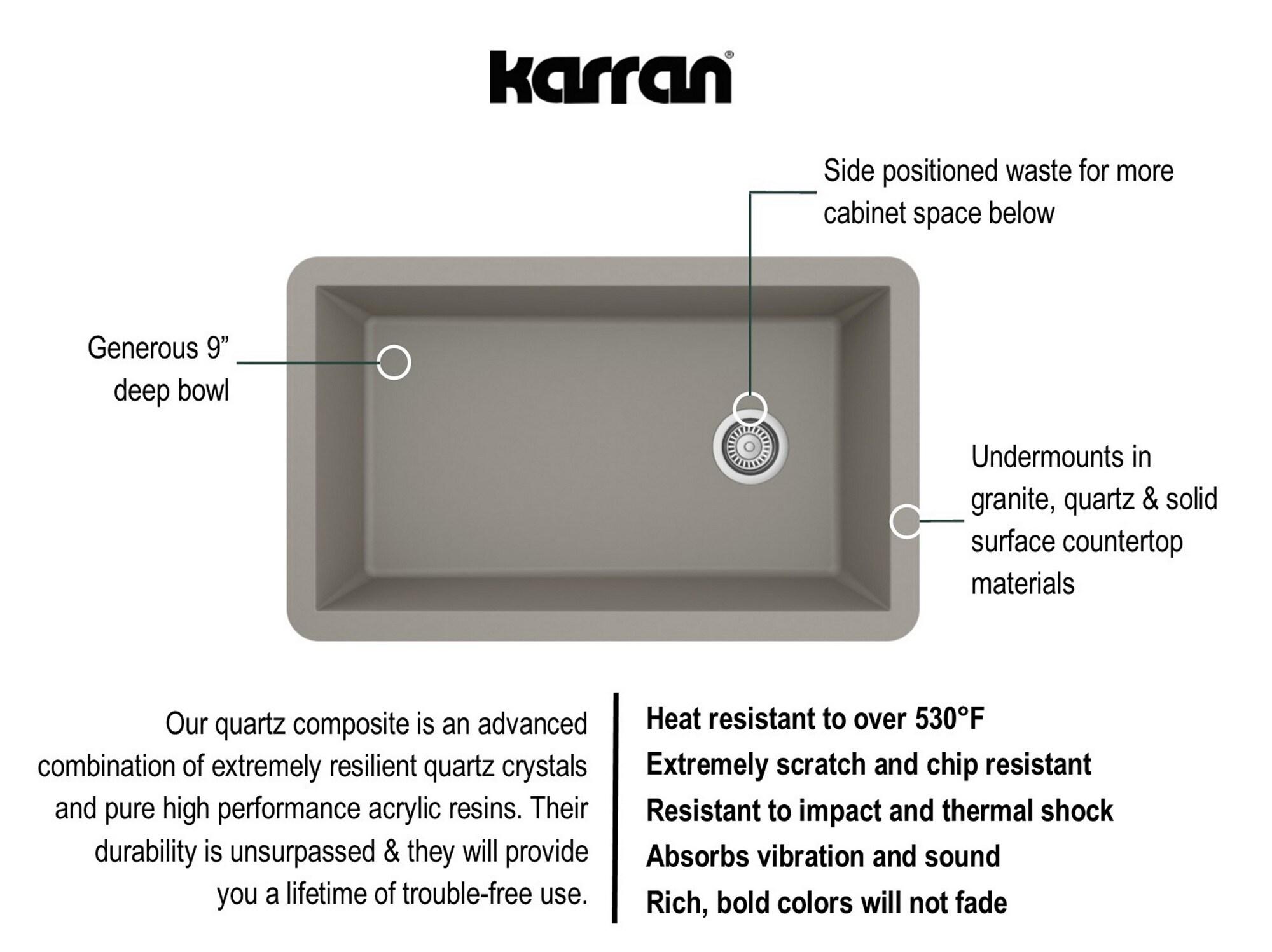 Karran Undermount Quartz Composite 31-3/4'' X 19-1/4'' Single Bowl Kitchen Sink