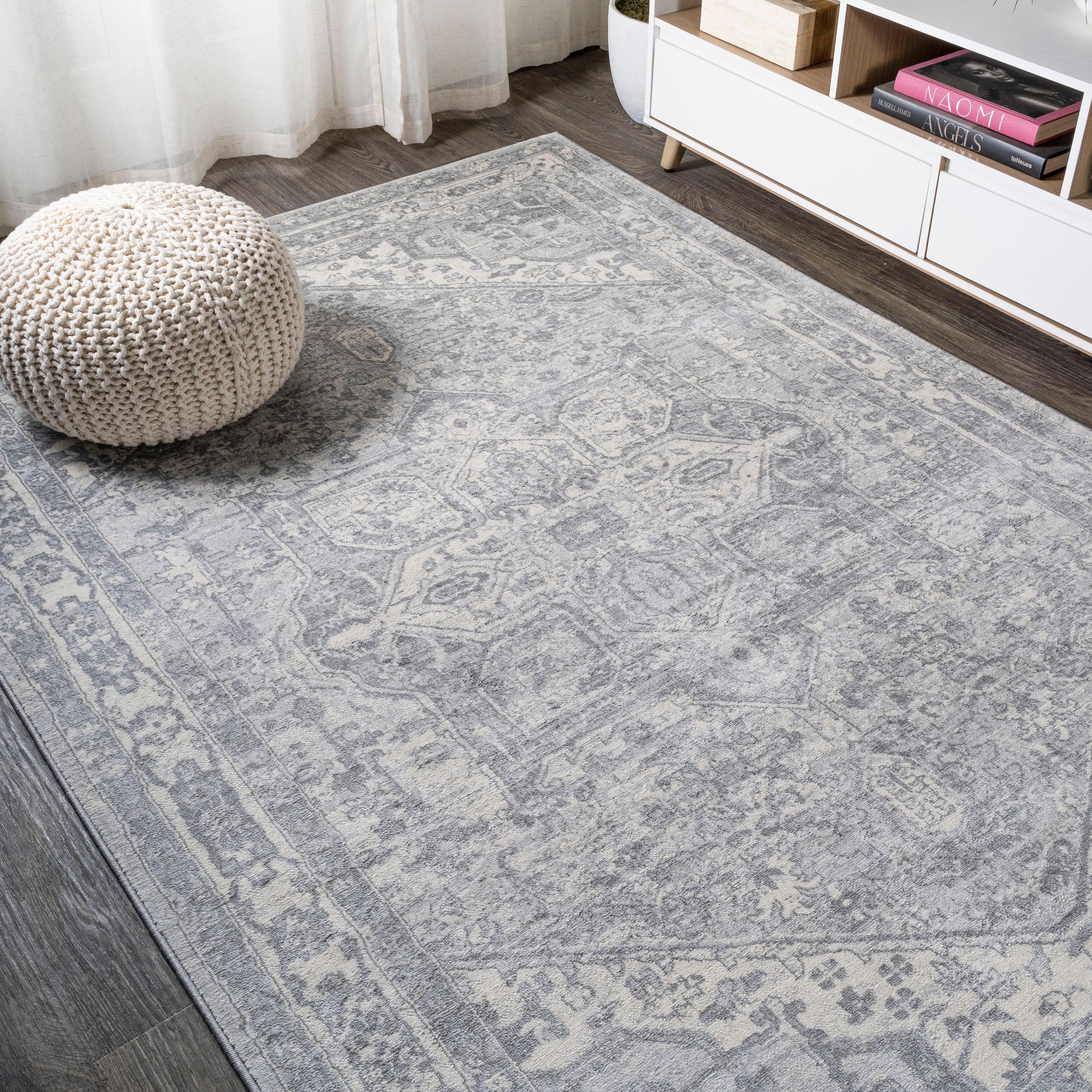 3' X 5' Modern Persian Vintage Medallion Area Rug, Light Gray/Ivory - JONATHAN Y