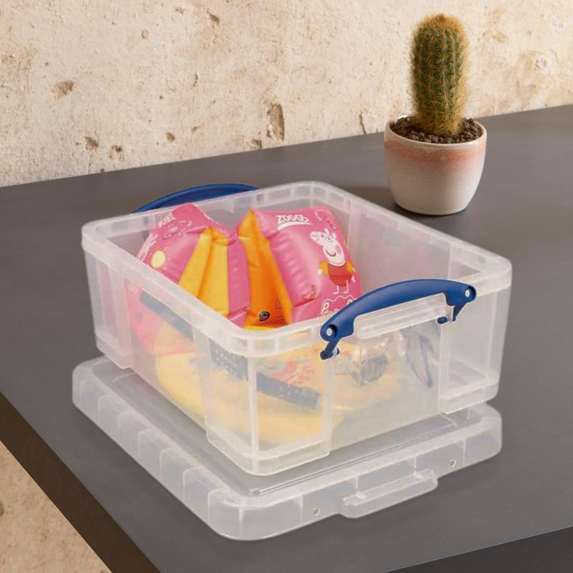 Really Useful Box Plastic Storage Container w/Snap Lid & Clip Lock Handles