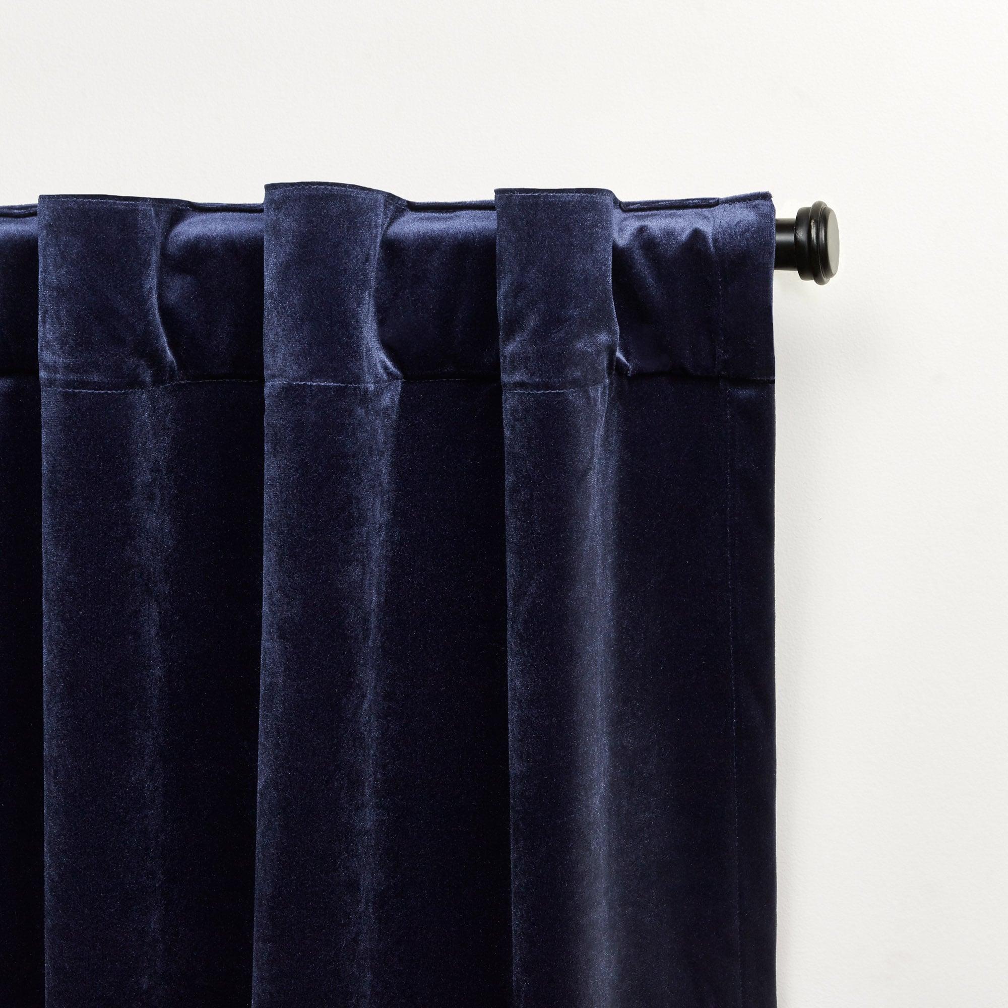 Set of 2 (96"x54") Velvet Back Tab Light Filtering Window Curtain Panels Navy - Exclusive Home: Polyester, OEKO-TEX Certified