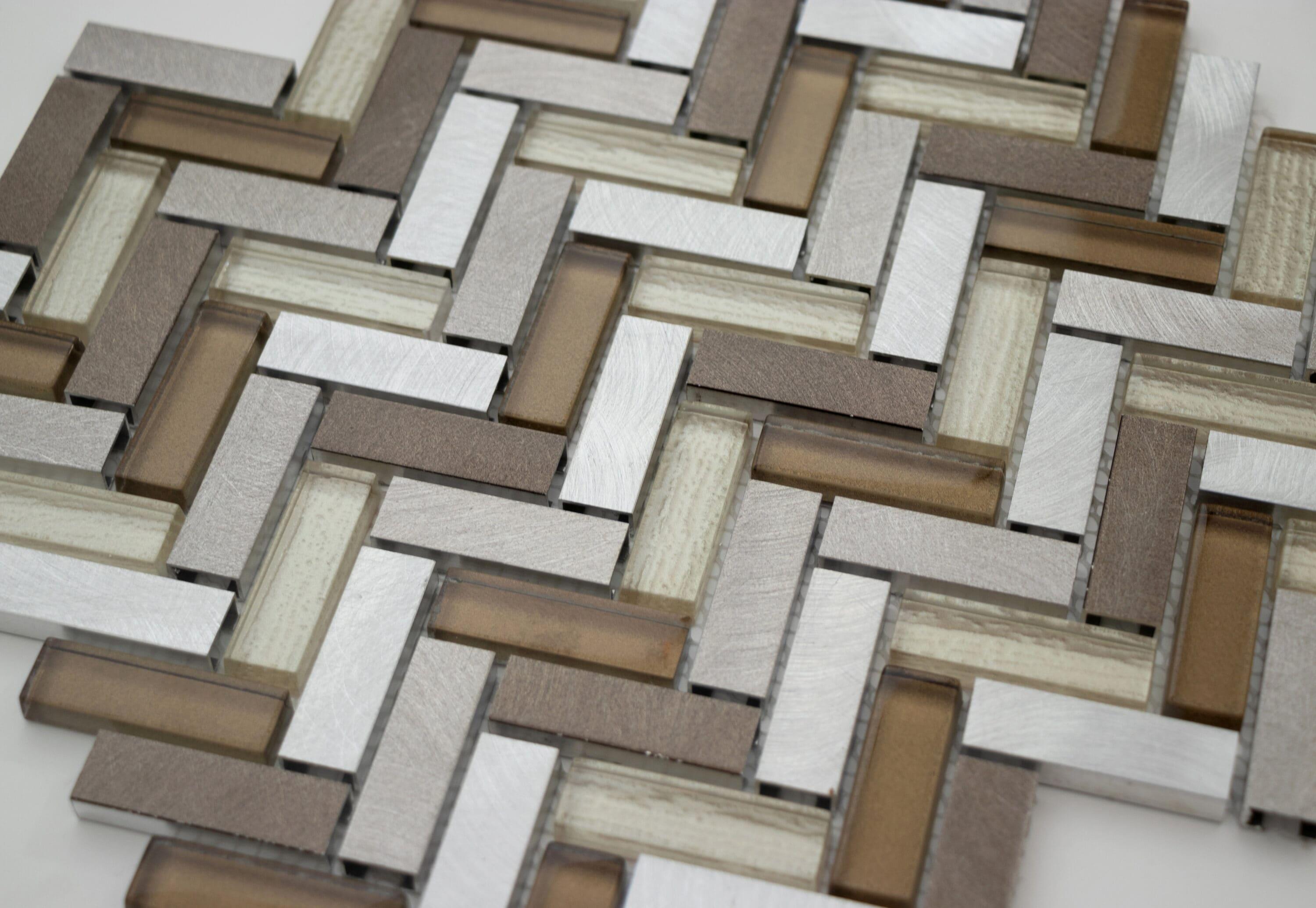 Twilight Series 0.5" x 2" Straight Edge Metal and Glass Mosaic Tile
