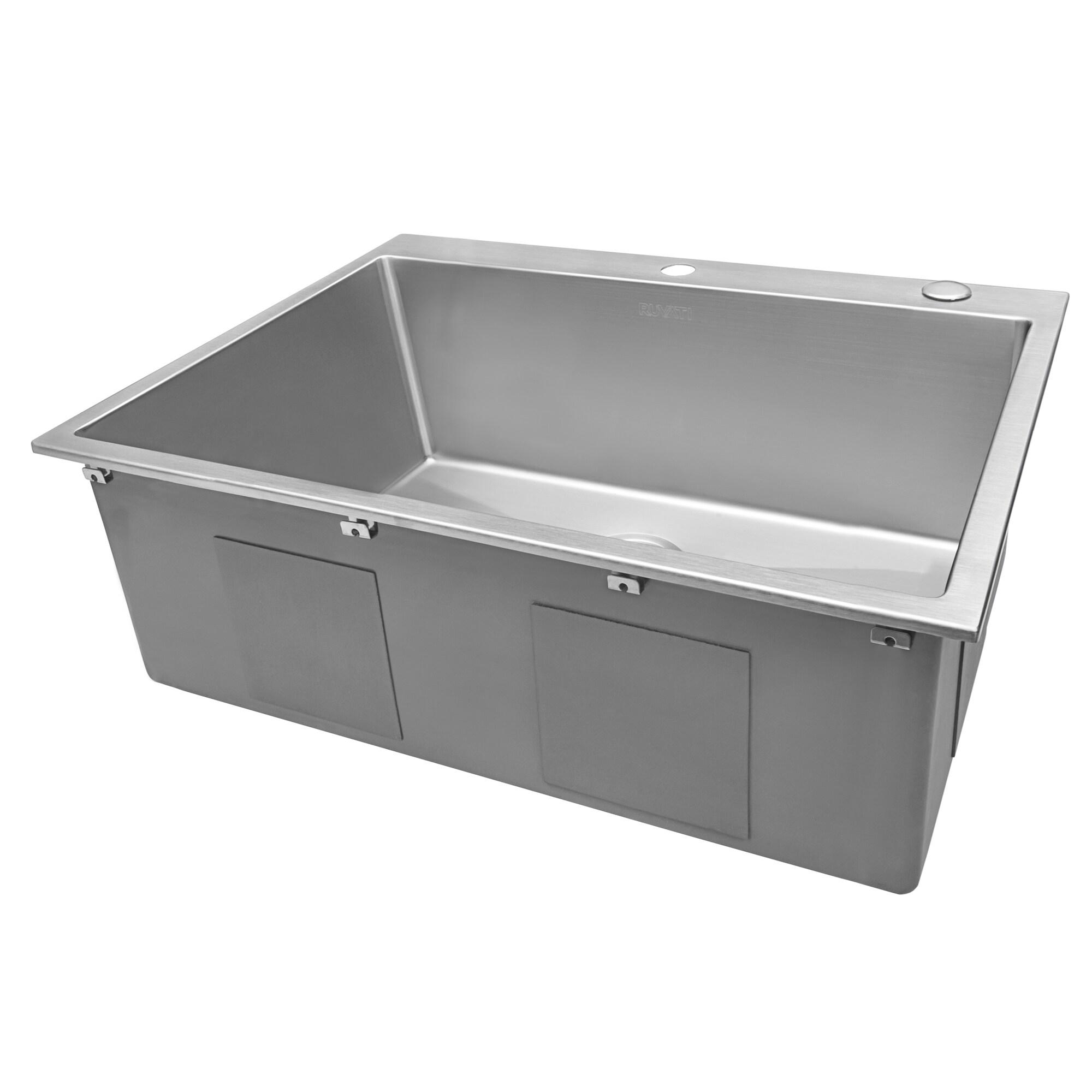 Ruvati 28-inch Drop-in Topmount 16 Gauge Stainless Steel Rounded Corners Kitchen Sink Single Bowl