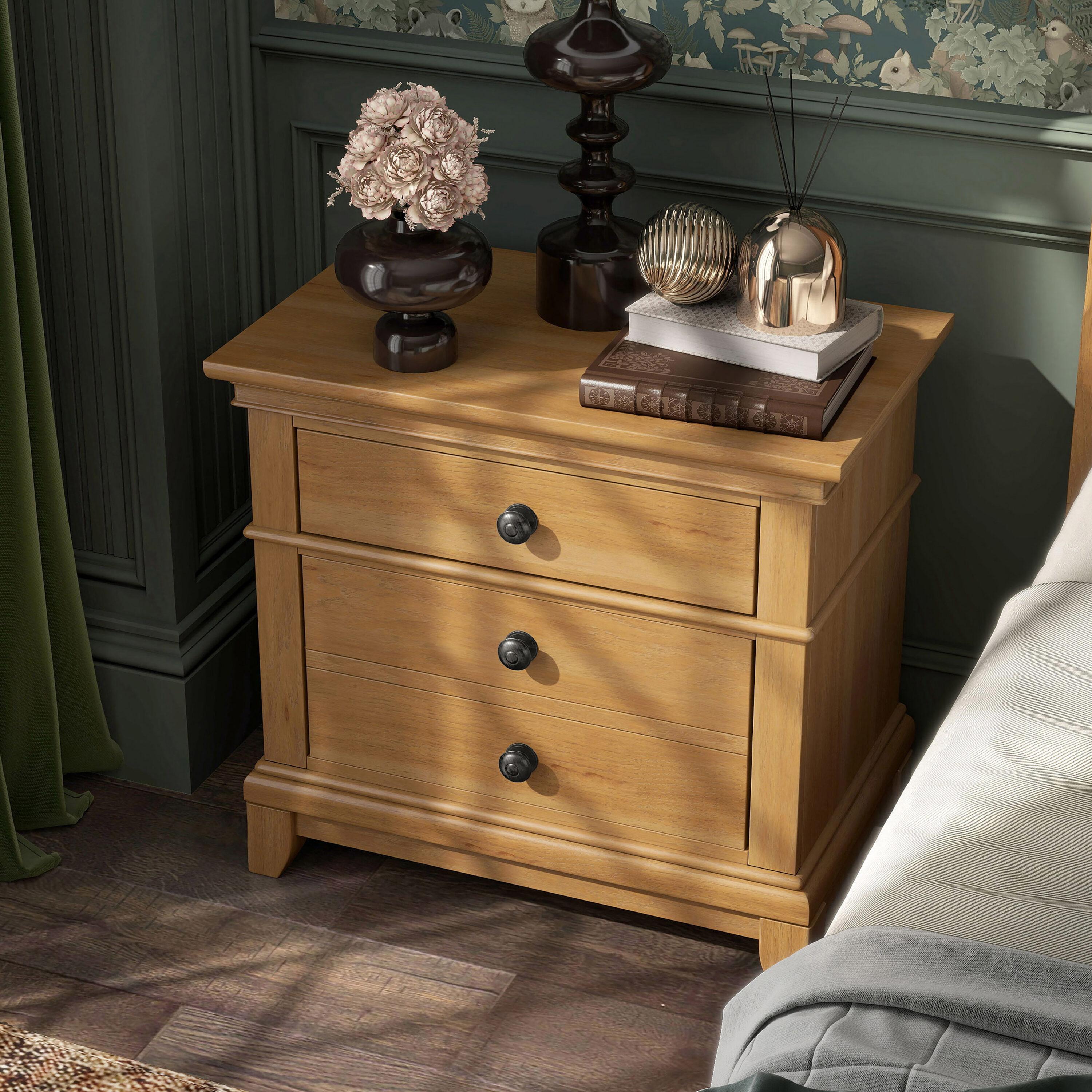 Furniture of America Stratford 2-Drawer Solid Wood Adult Bedroom Nightstand, Natural Oak