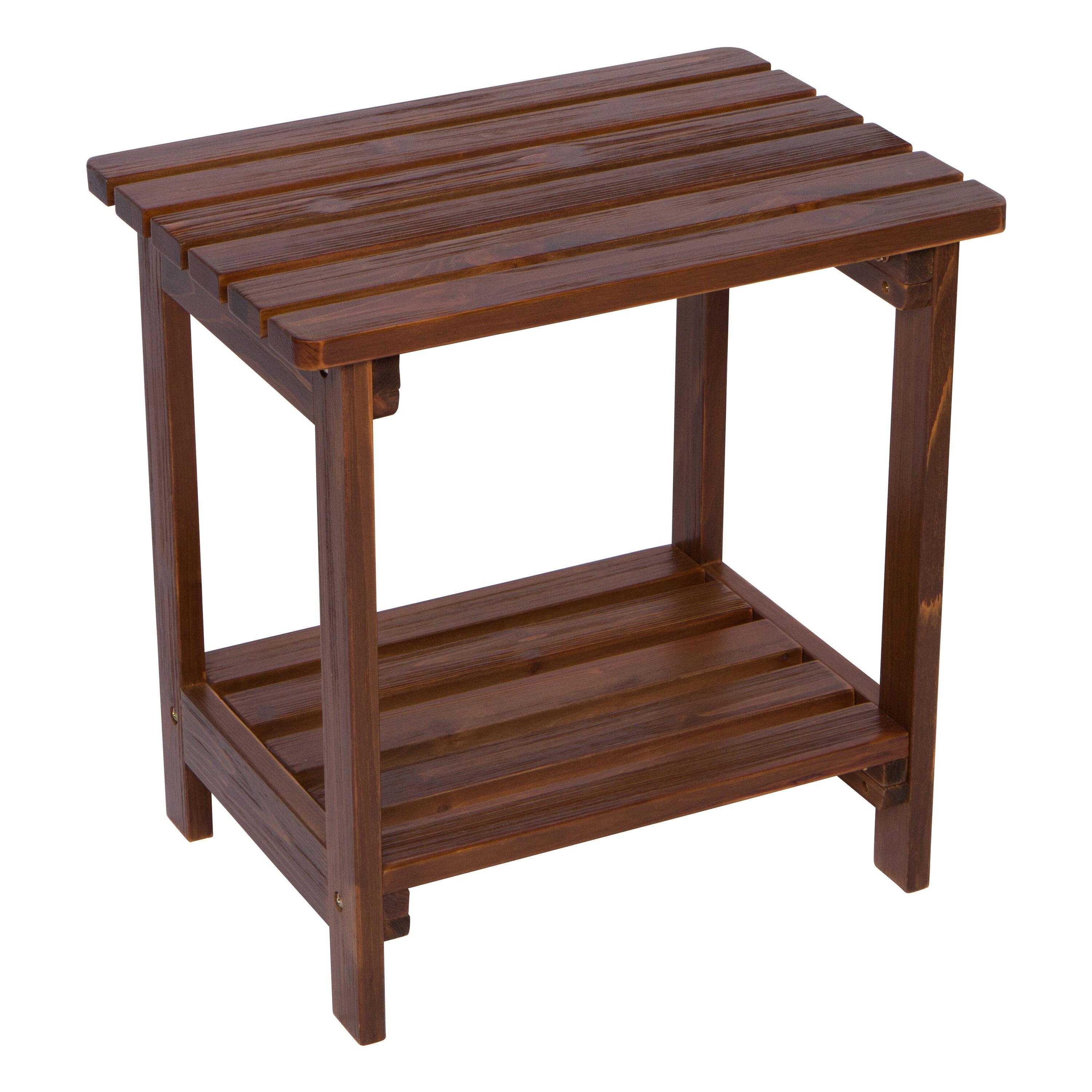 Shine Company Rectangular Traditional Wooden Indoor/Outdoor Side Table in Brown