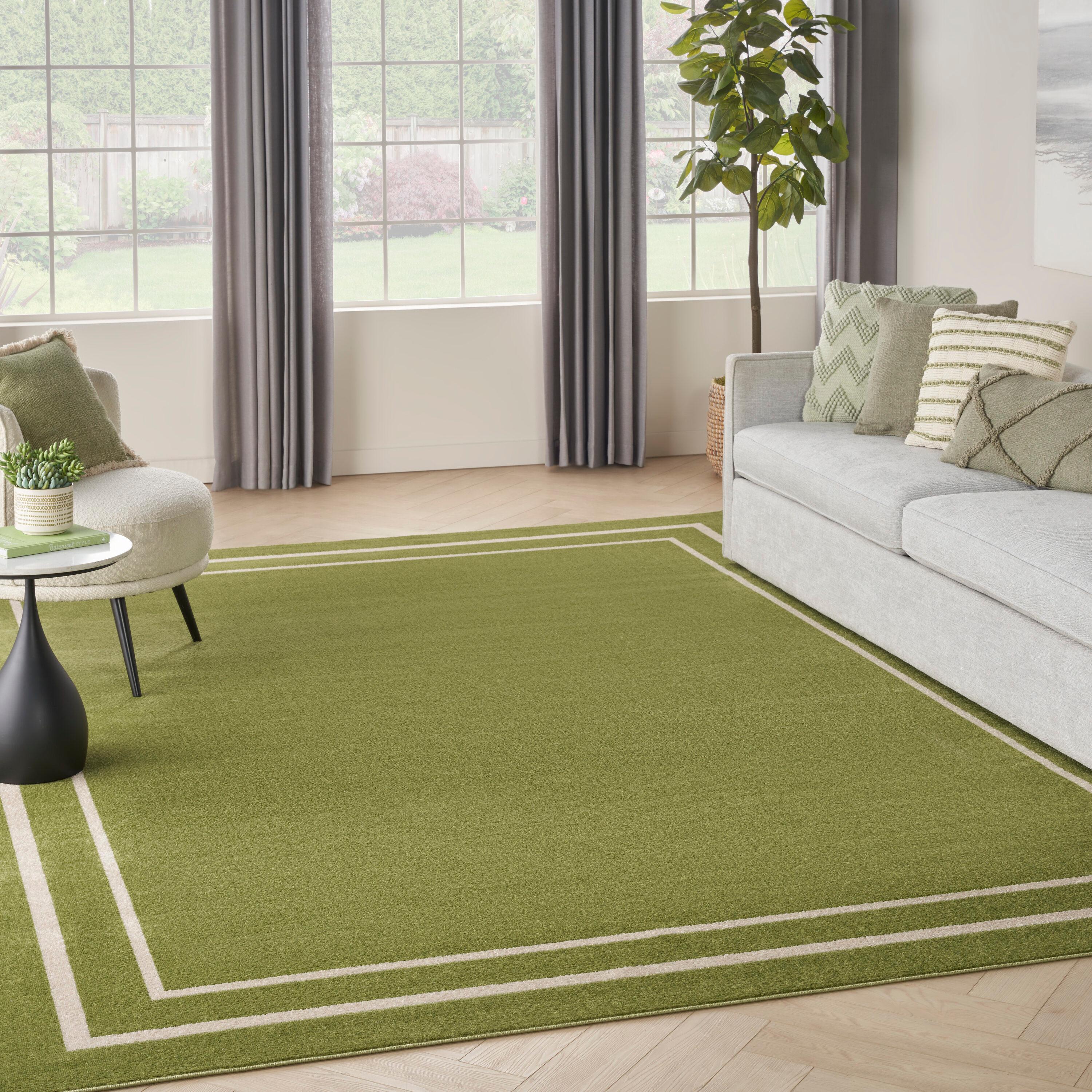 Nourison Essentials 8' x 10' Green Ivory Contemporary Indoor/Outdoor Rug