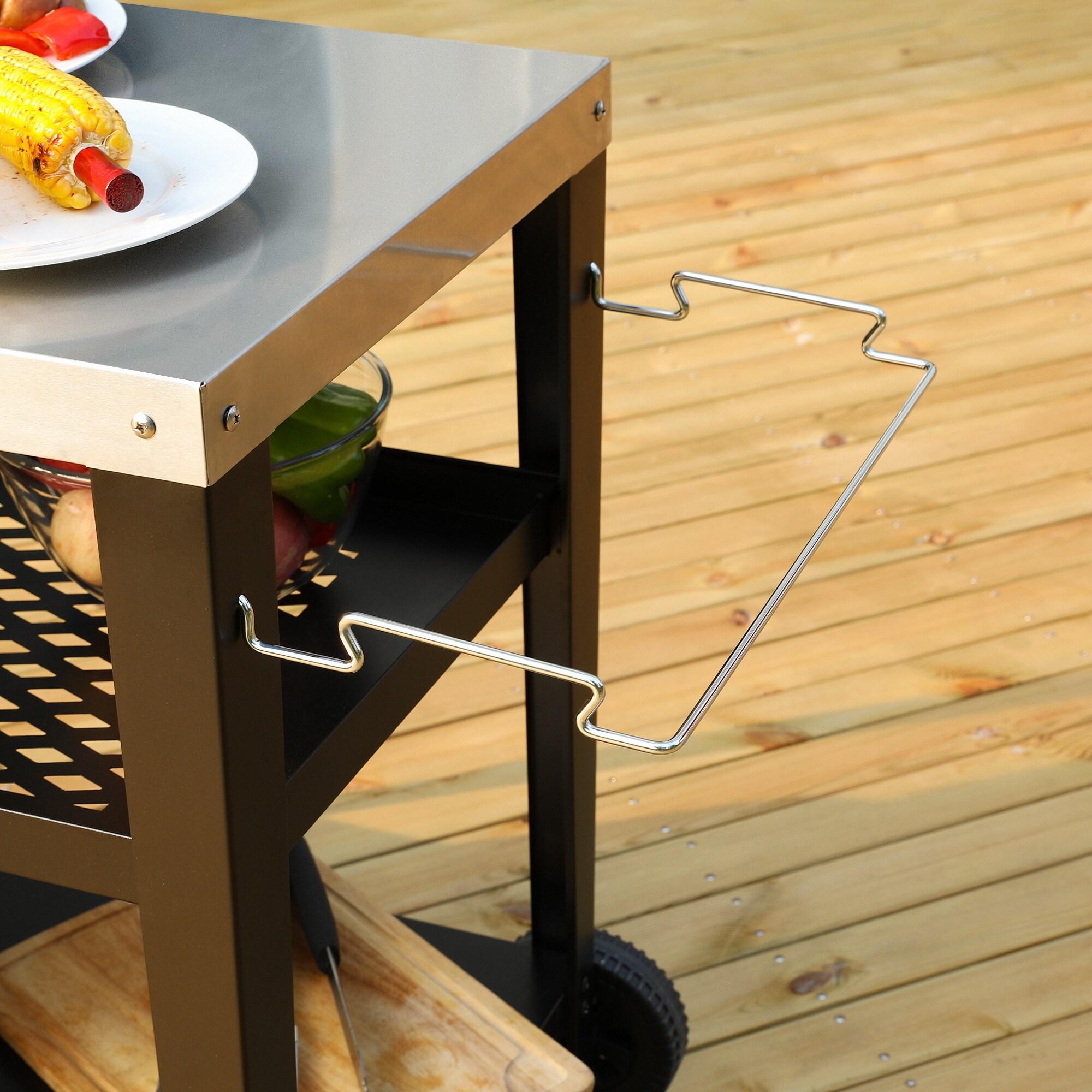 Royal Gourmet Royal Gourmet Movable 3-Shelf Grill Table with Removable Trash Bag Holder
