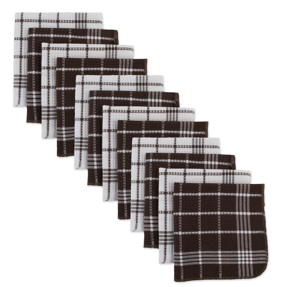Design Imports  Mocha Waffle Weave Dishcloth - Set of 12