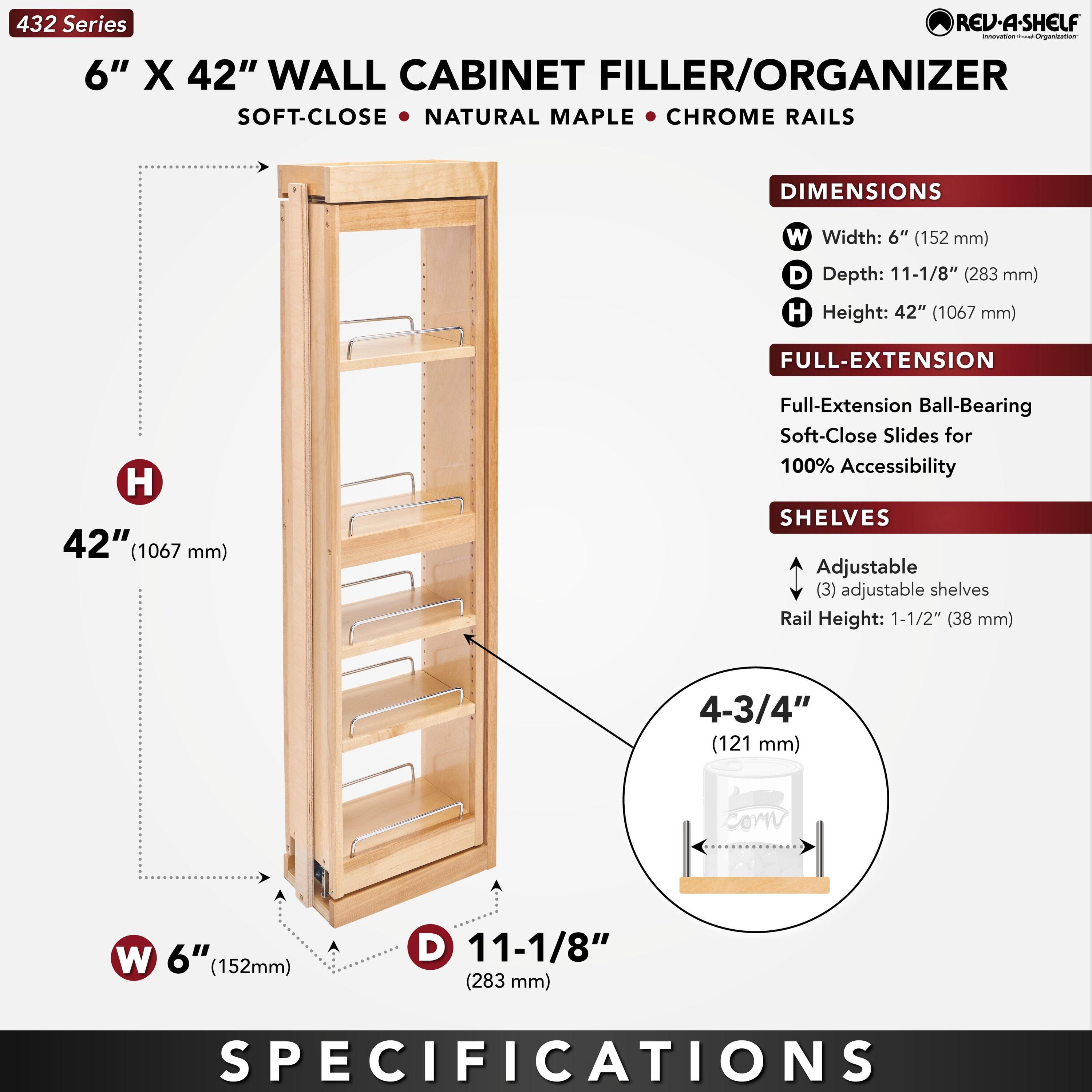 Rev-A-Shelf Pull Out Wall Filler Cabinet Wooden Organizer