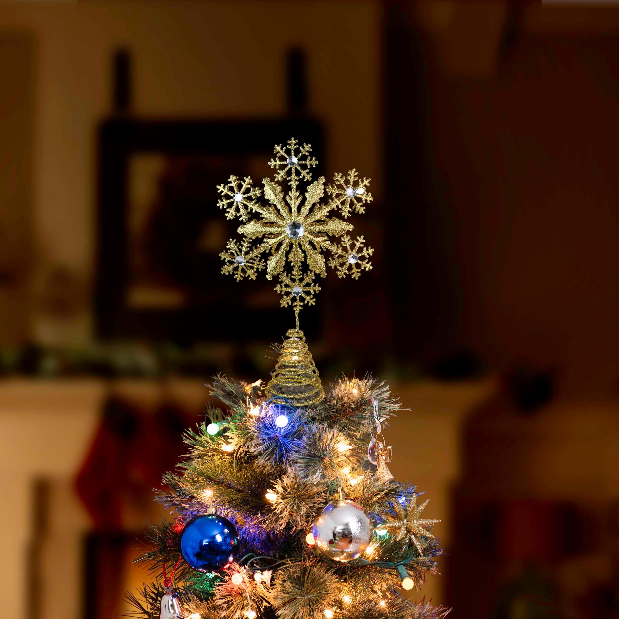 Ornativity Glitter Snowflake Tree Topper - Gold