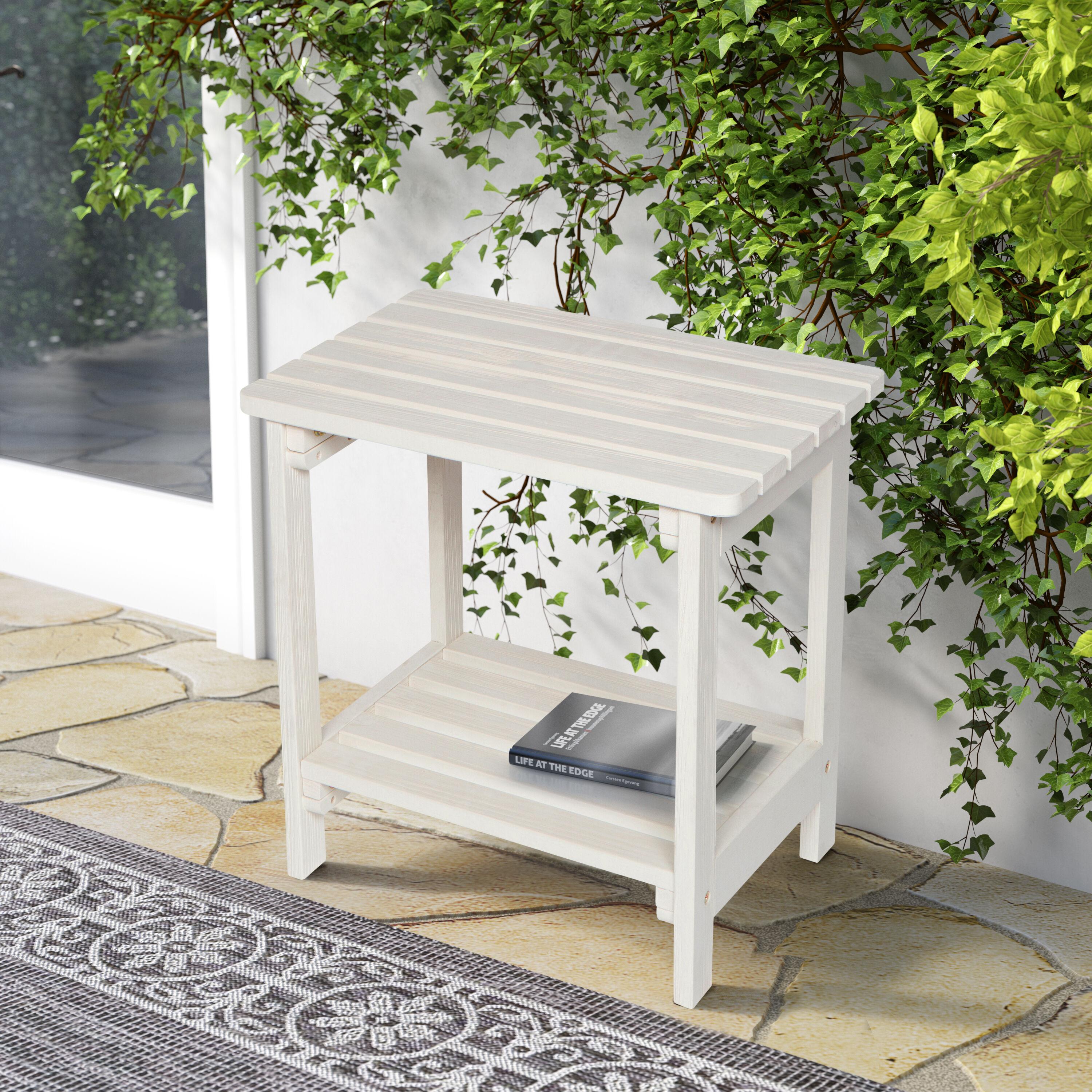 Shine Company Rectangular Traditional Wooden Indoor/Outdoor Side Table in White