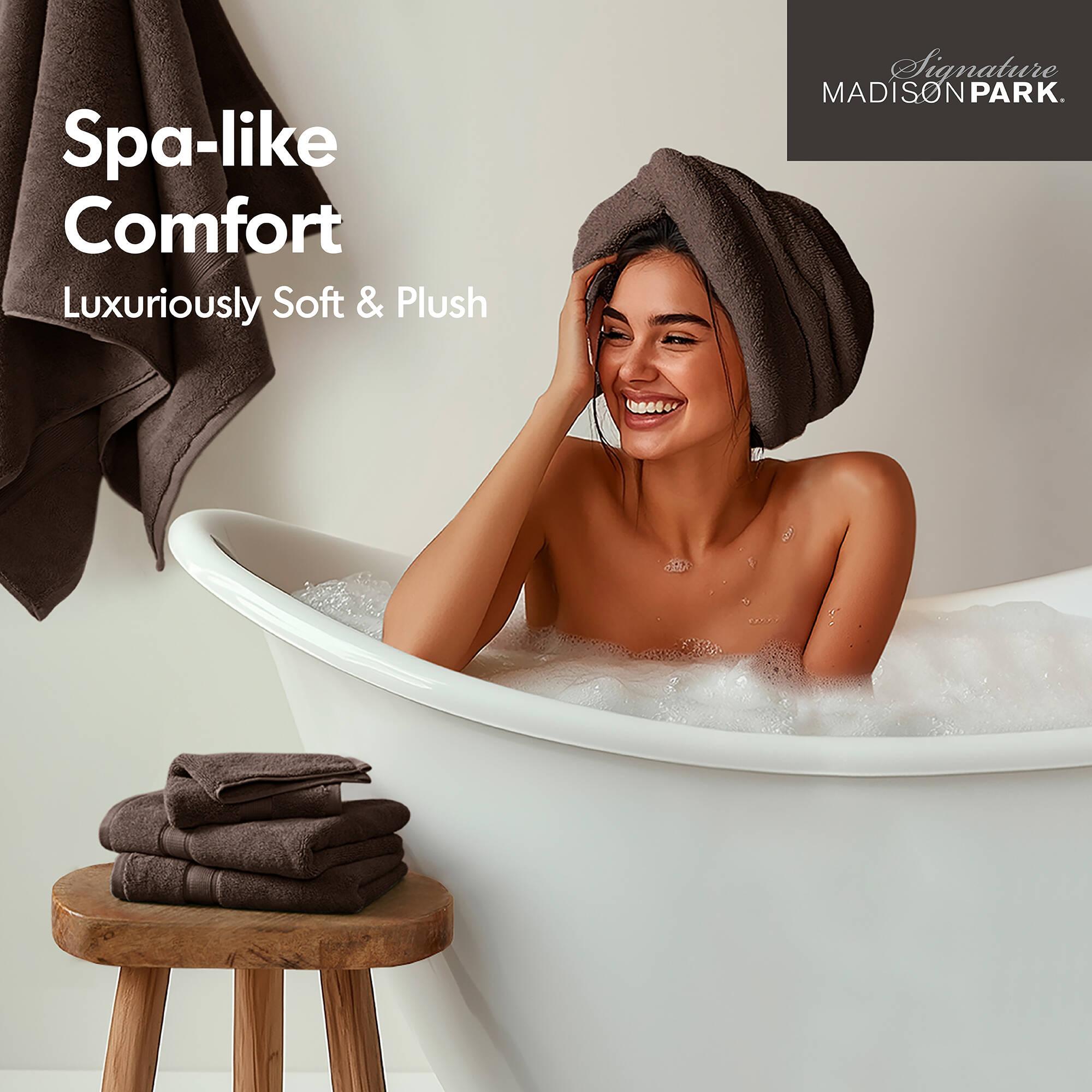8pc Cotton Bath Towel Set Brown: Madison Park, Heavyweight Terry, OEKO-TEX Certified