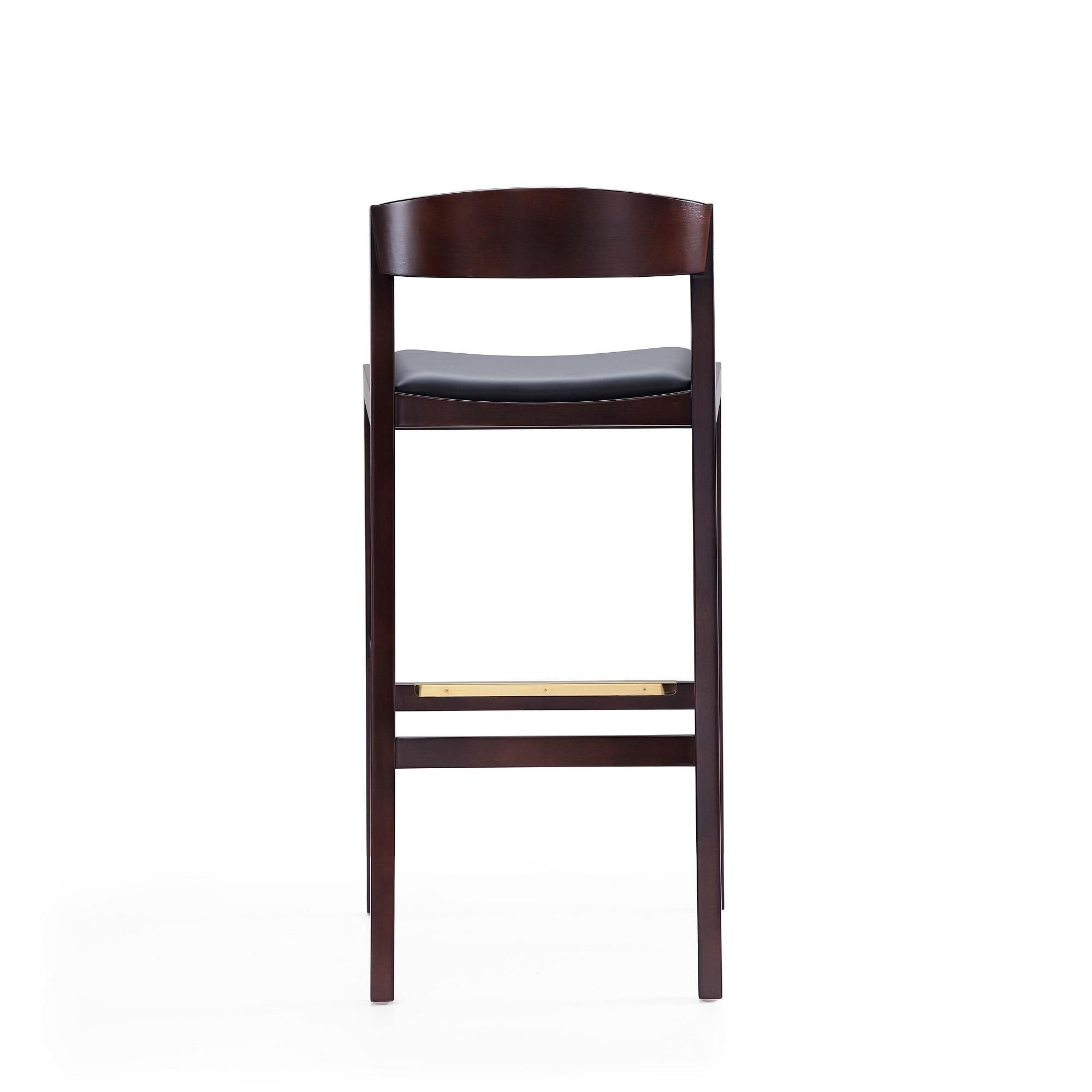 Set of 2 Klismos Upholstered Beech Wood Barstools Black - Manhattan Comfort: Danish Modern Design, Foam Padded, No Assembly Required