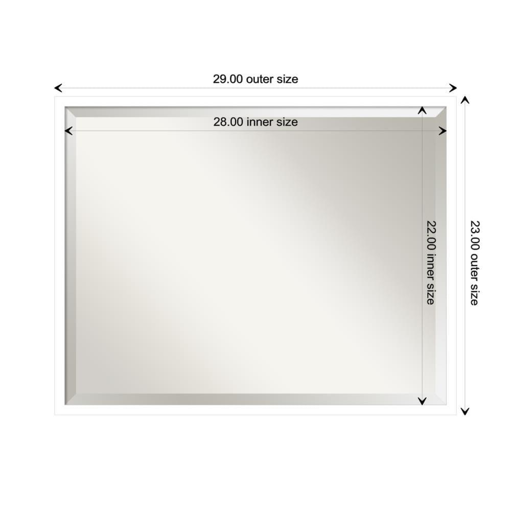 Amanti Art Beveled Wood Bathroom Wall Mirror - Svelte Frame Svelte White Outer Size: 29 x 23 in White