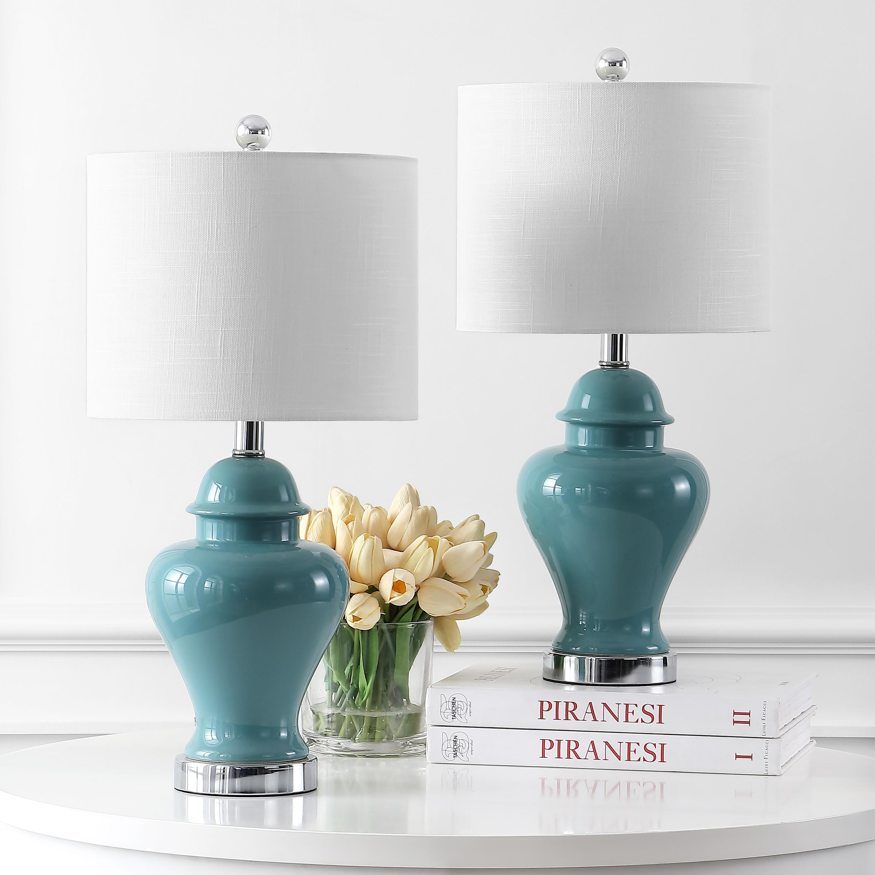 JONATHAN Y Qin 22" Ceramic/Iron Classic Cottage LED Table Lamp, Jade Green