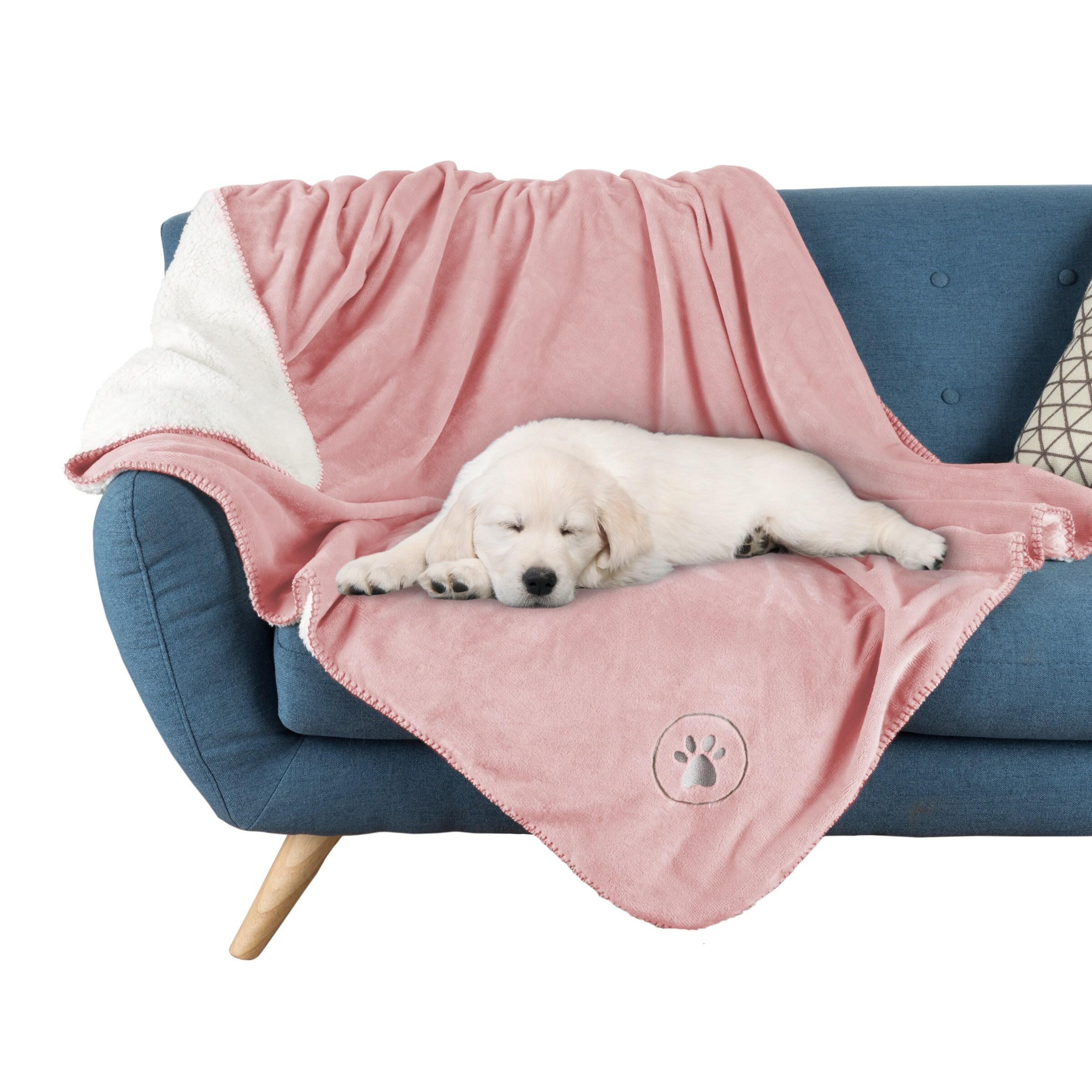 Waterproof Pet Blanket - 50x60-Inch Reversible Fleece Throw Protects Couches, Cars, and Beds from Spills, Stains, and Fur by PETMAKER (Pink)