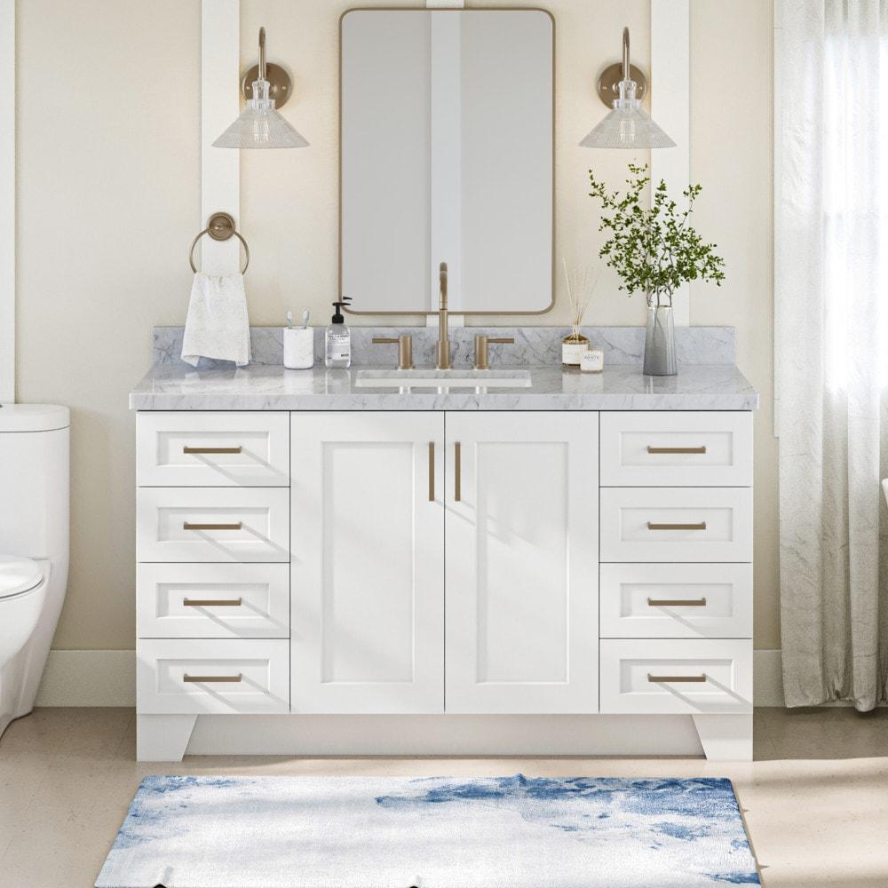 Taylor 60'' White Freestanding Single Vanity with Brass Hardware