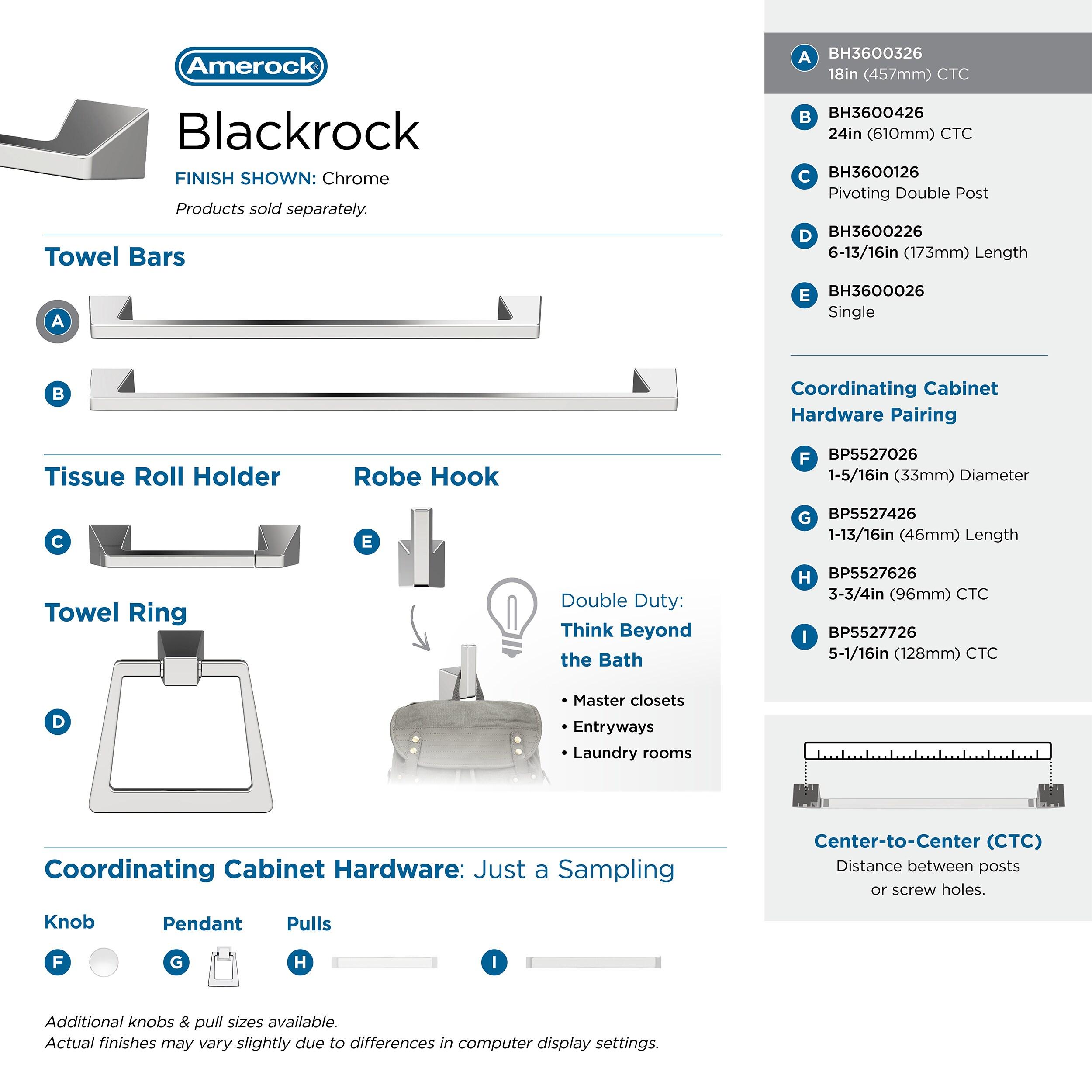 Amerock Blackrock Chrome 18 inch (457mm) Towel Bar