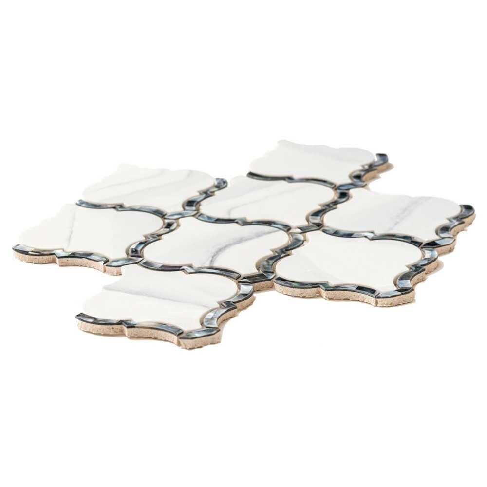 The Tile Life Tahitian Pearl Lantern 5x4.5 Statuario Silver Glass Wall Tile - 4x4 Sample