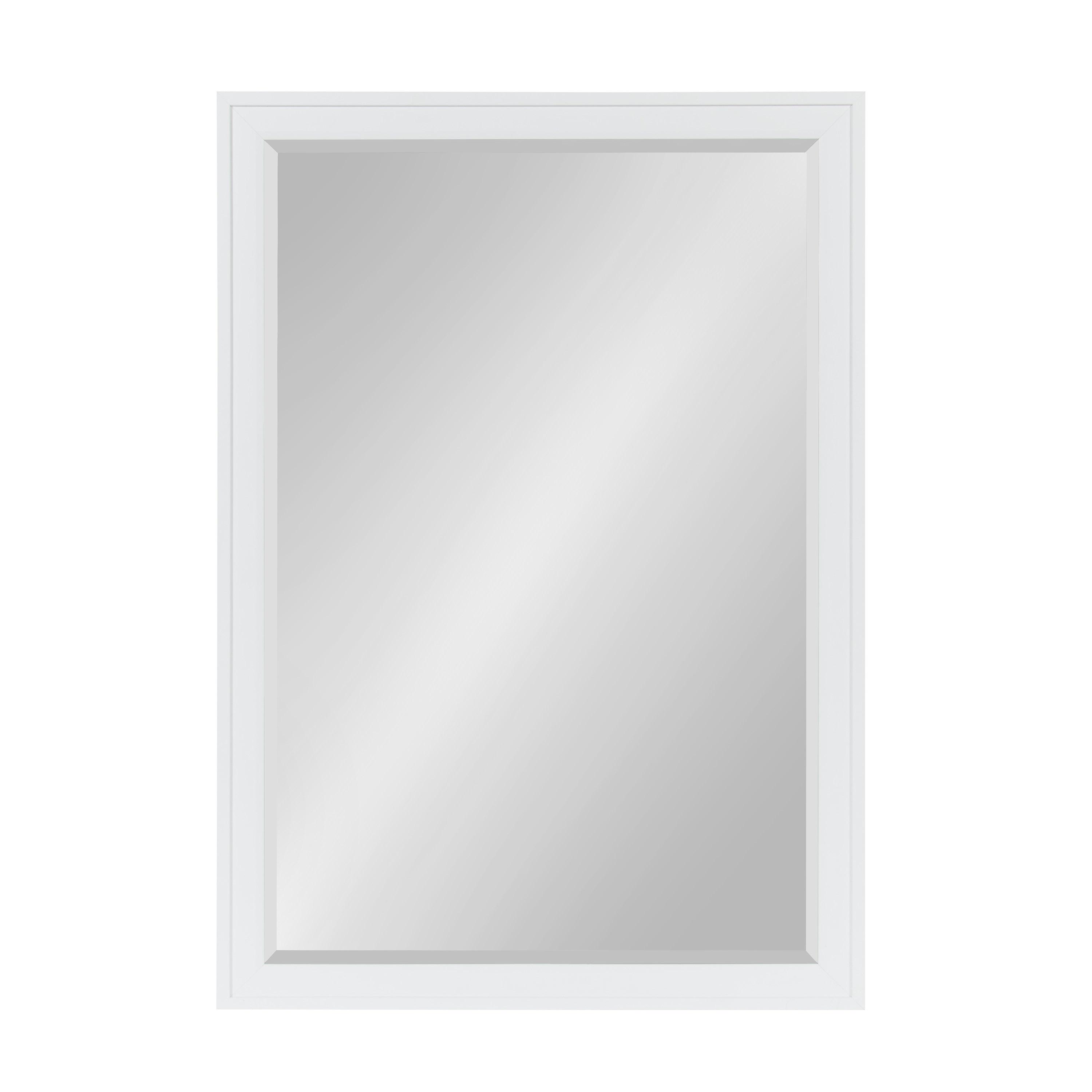 27.5" x 39.5" Bosc Rectangle Wall Mirror White - DesignOvation: Polystyrene Frame, No Assembly Required
