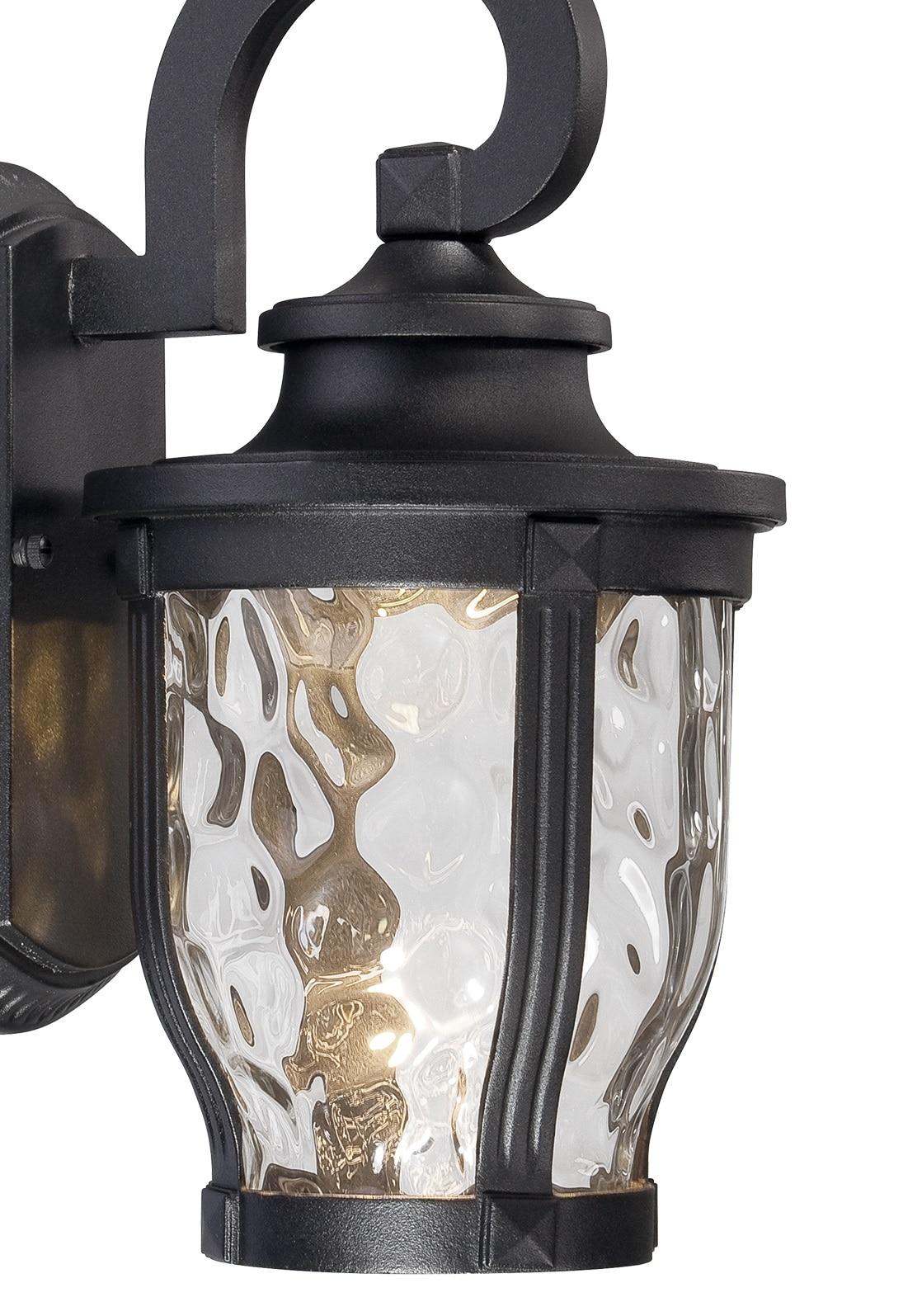 Minka Lavery Rustic Outdoor Wall Light Fixture Black LED 12 1/4" Clear Hammered Glass for Post Exterior Barn Deck Porch Yard Patio