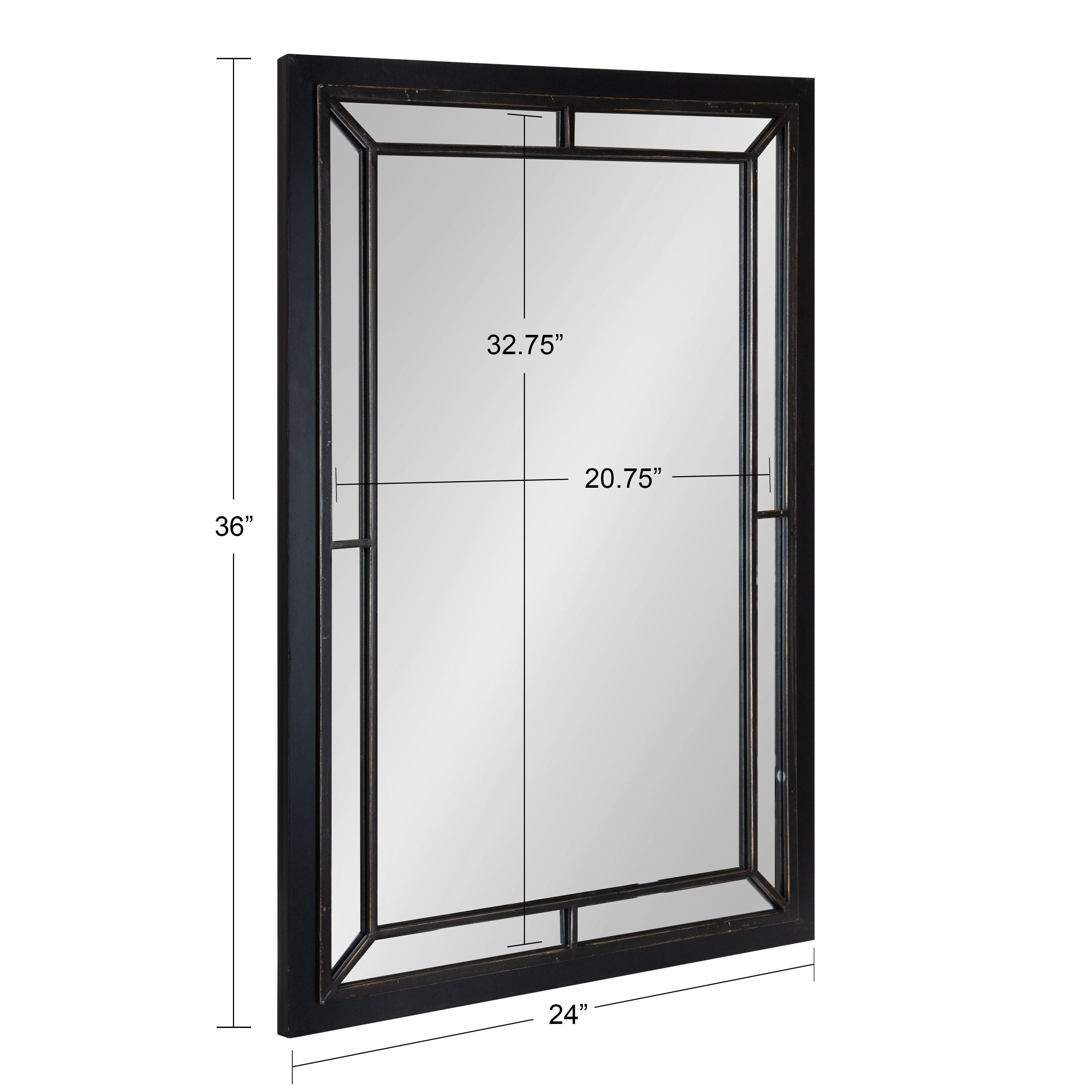 24" x 36" Audubon Rectangle Wall Mirror Black - Kate & Laurel: Modern Farmhouse Style, Iron Detail