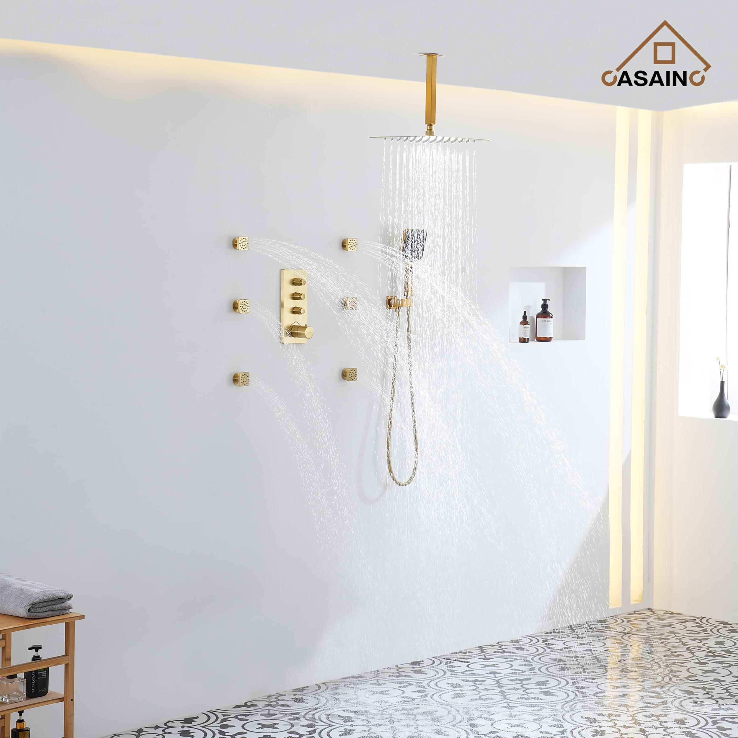 CASAINC 3 Functions 12 Inch Ceiling Mounted Thermostatic Shower System