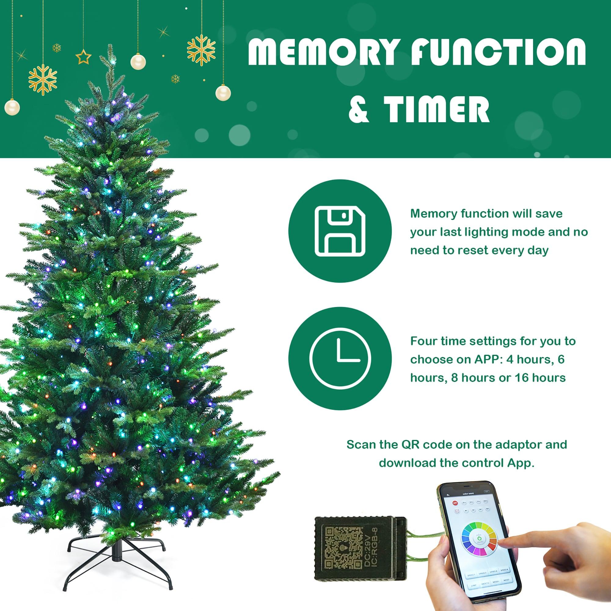 Costway 8ft Pre-lit Hinged Christmas Tree with Remote Control & 9 Lighting Modes