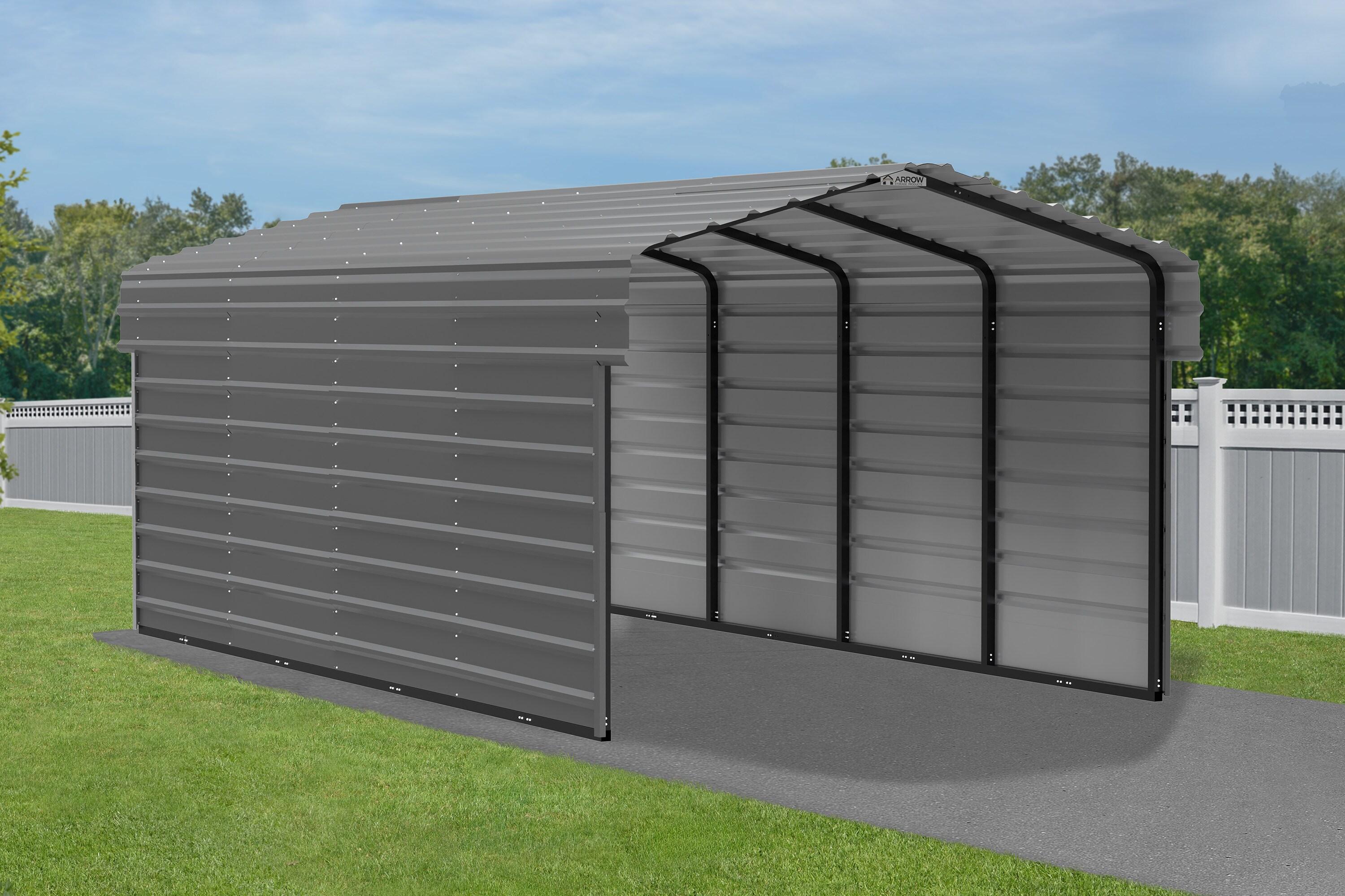 Arrow 10 ft Eggshell Carport with 2-sided Enclosure
