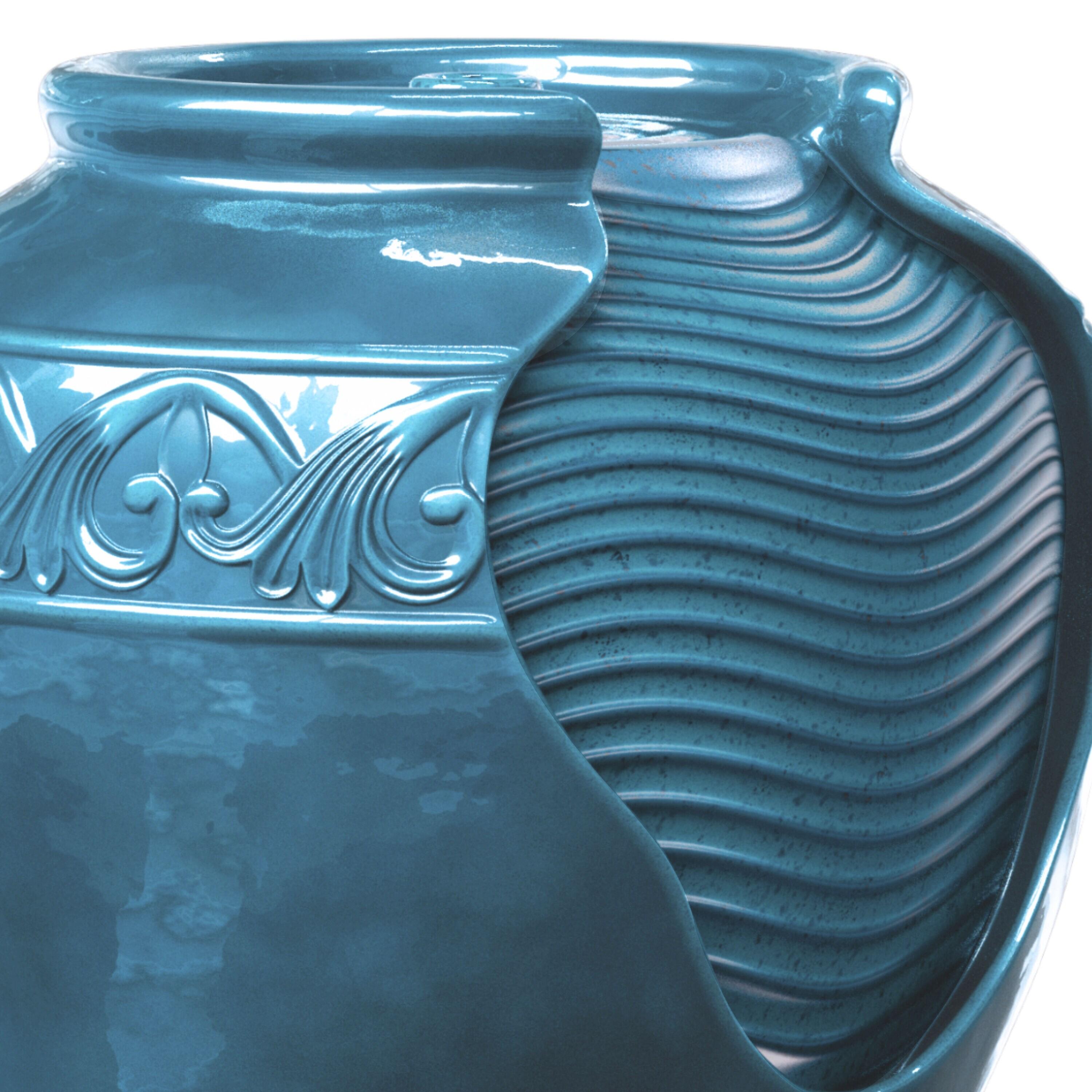Teamson Home 16.93" Outdoor Glazed Pot Water Fountain