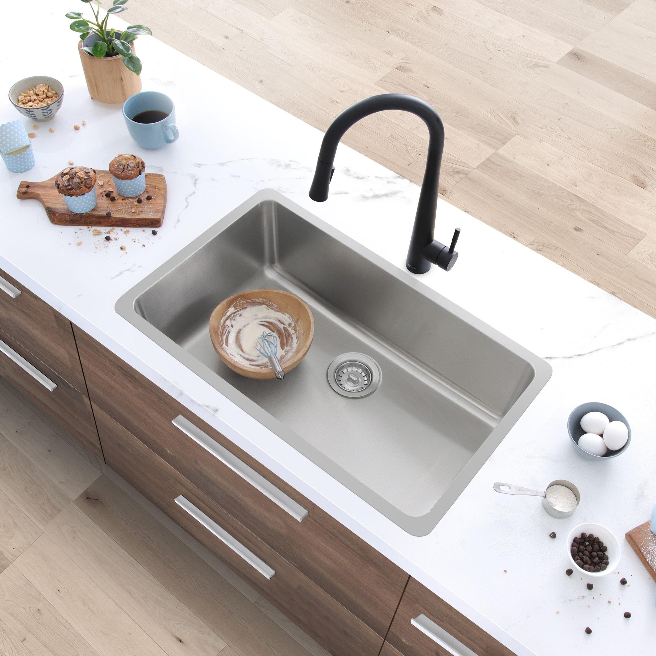 Builder Stylish Olite Dual-Mount 27" Stainless Steel Single Bowl Kitchen Sink