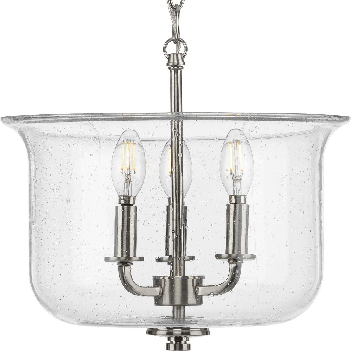 Progress Lighting Winslett 3-Light Semi-Flush Mount, Brushed Nickel, Seeded Glass Shade
