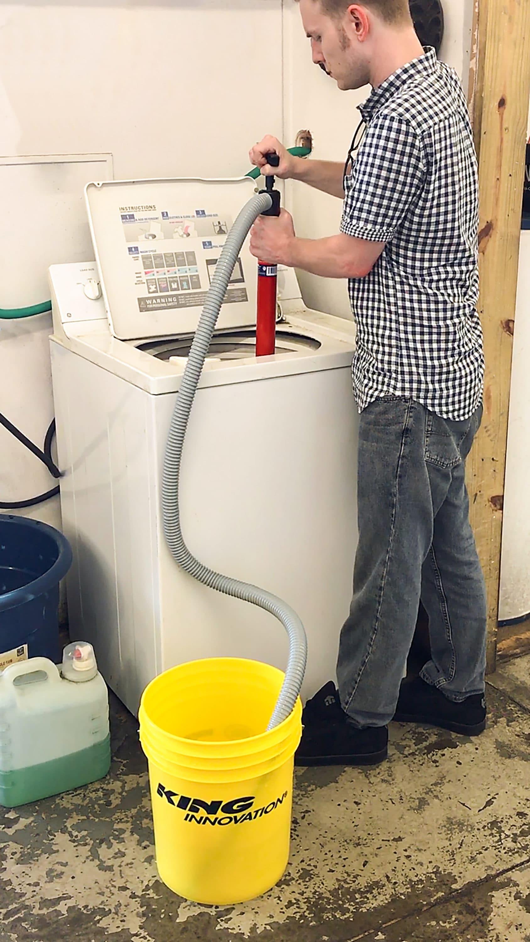 Red Thermoplastic Utility Hand Pump with Flexible Hose