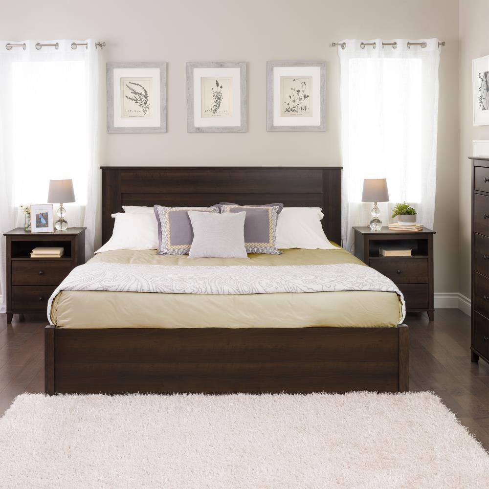 Prepac King Flat Panel Headboard Espresso Brown: 5-Year Warranty, MDF Construction, Spot Clean, King Size