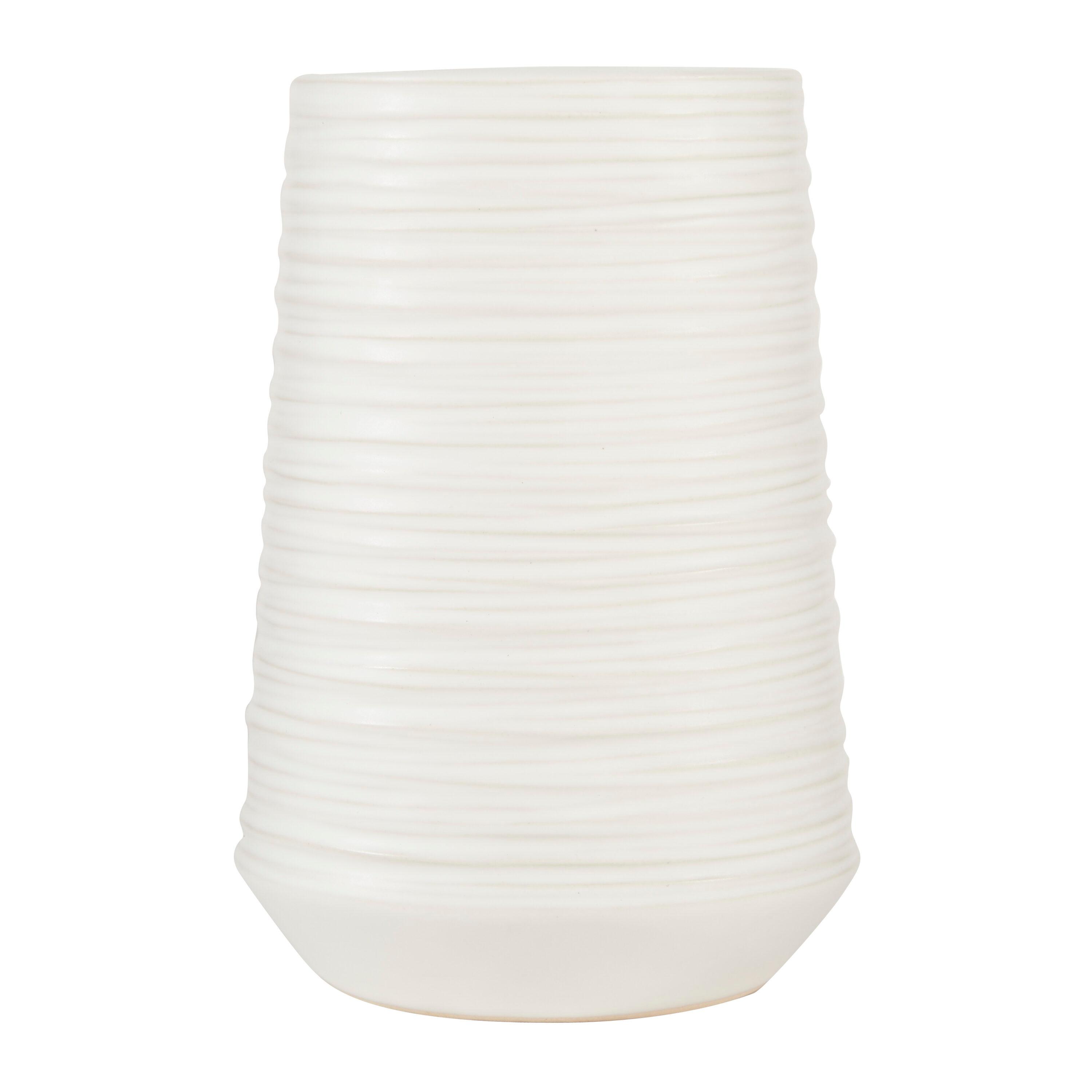 CosmoLiving by Cosmopolitan 7" Ribbed White Porcelain Vase