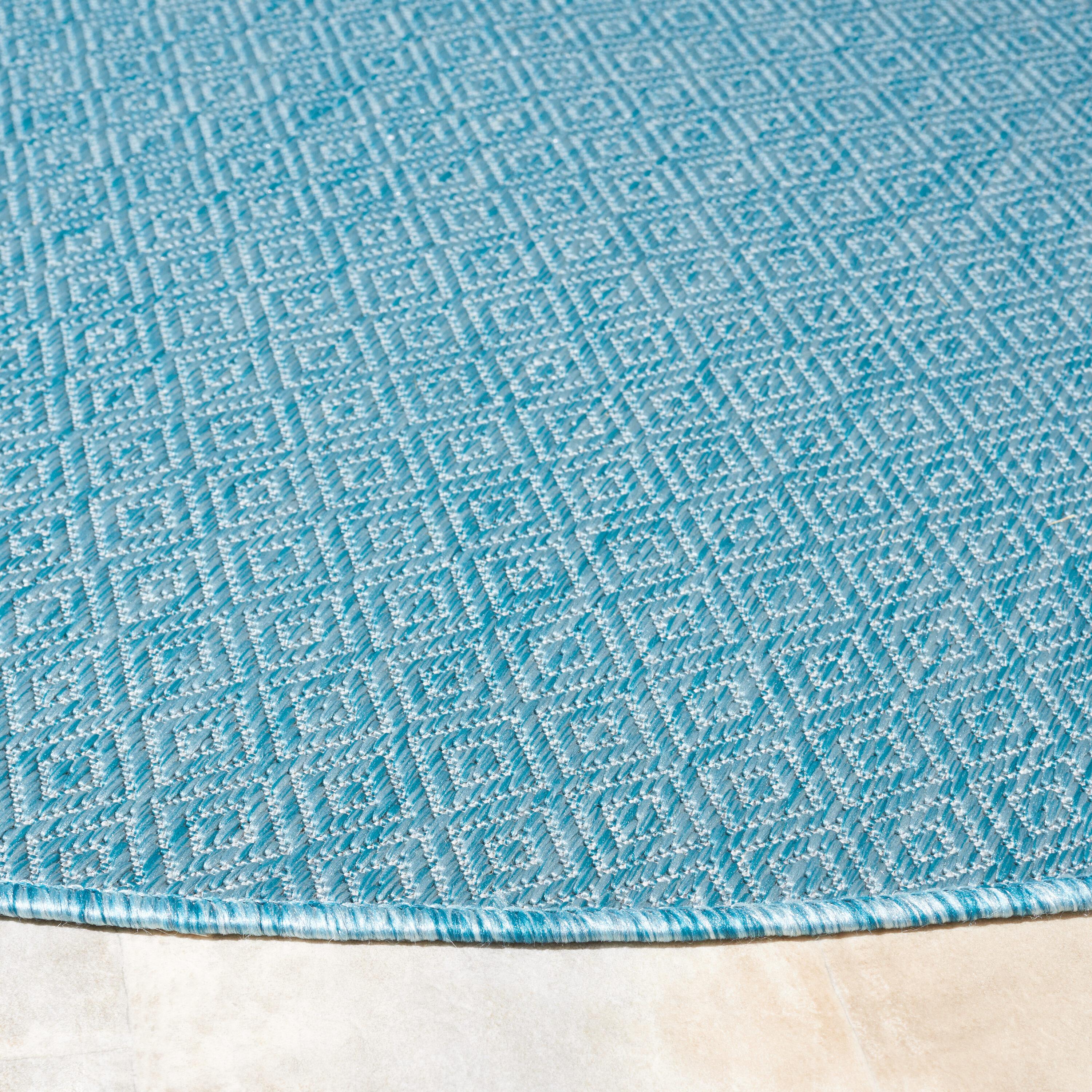 Courtyard CY8520 Power Loomed Indoor and Outdoor Area Rug - Aqua/Aqua - 5'3" Round - Safavieh