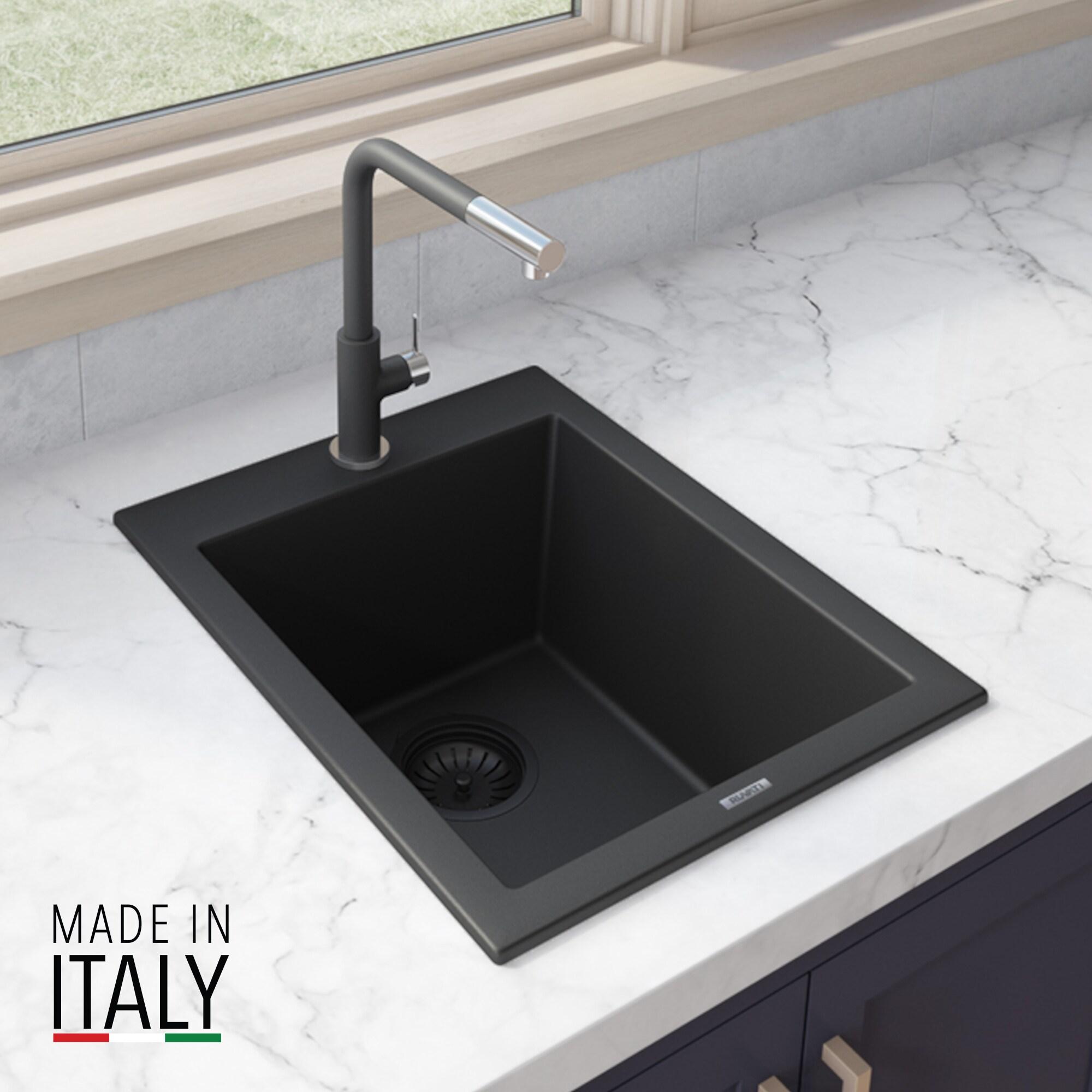 Ruvati 16 x 20 inch epiGranite Drop-in Topmount Granite Composite Kitchen Sink