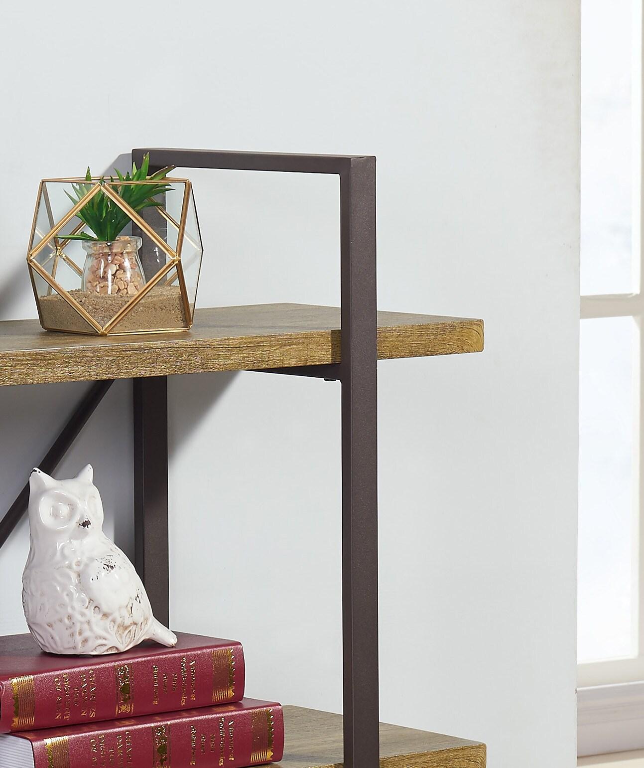 Danya B. 35.5" x 40" Three Level Rustic Shelving Unit: Laminated Storage, Metal Frame, Open Back Design