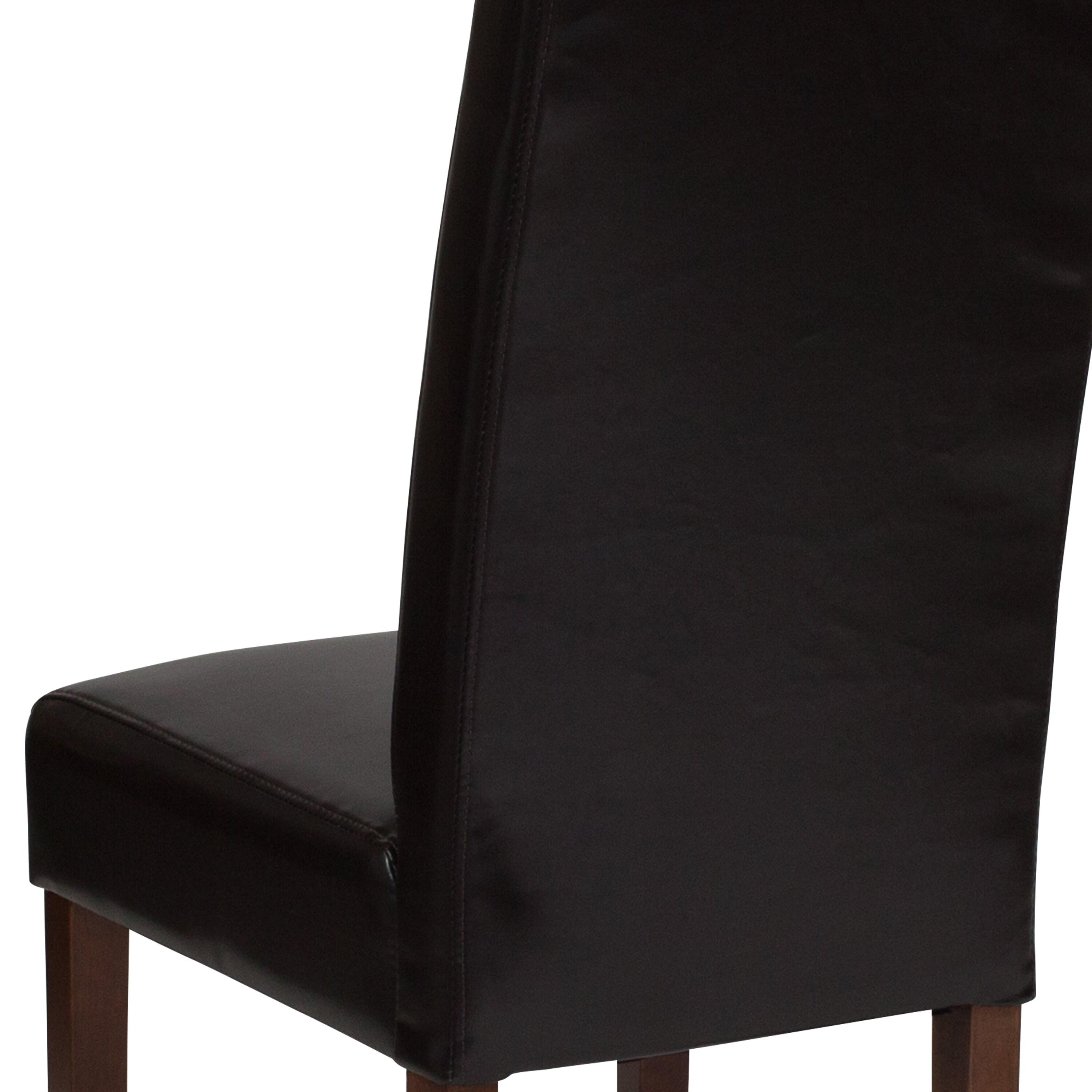 Flash Furniture Greenwich Series Brown LeatherSoft Upholstered Panel Back Mid-Century Parsons Dining Chair